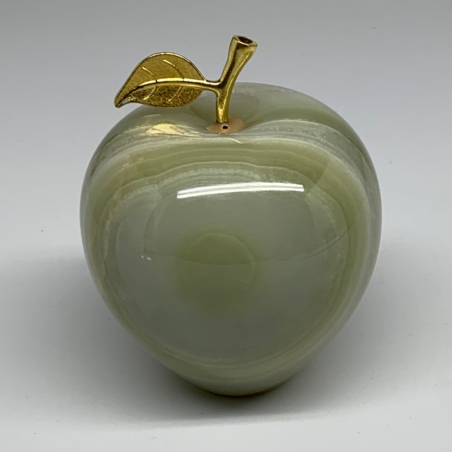 3.4 lbs, 3.9"x4" Natural Green Onyx Apple Gemstone @Afghanistan, B32515