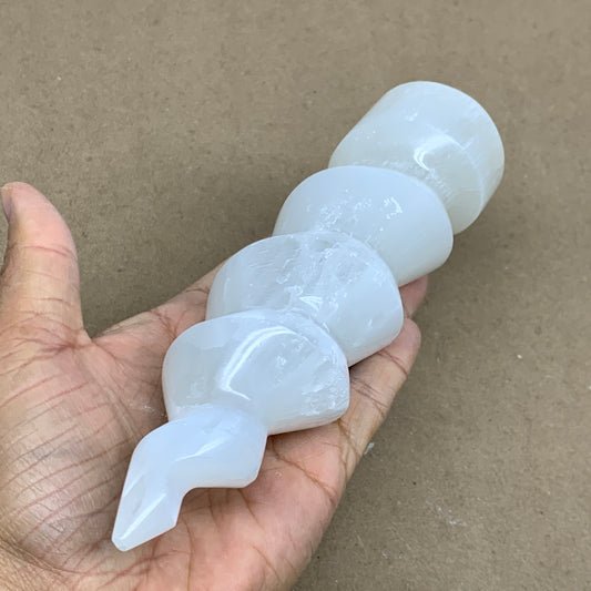 1 lbs.,7.25"x1.9", Selenite Spiral Crystal Tower Wand Point, B36642