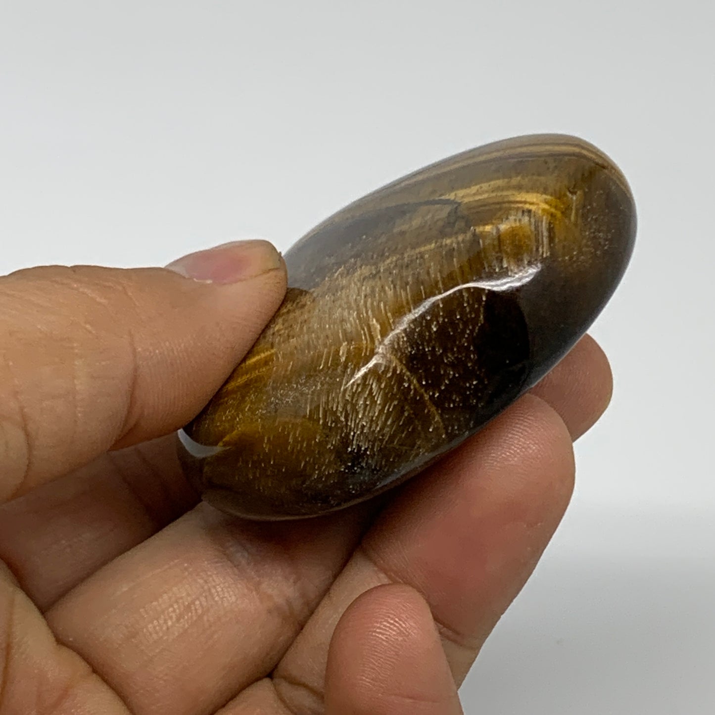 81g, 2.1"x2.1"x0.7", Tiger's Eye Heart Polished Healing Crystal @India, B33889