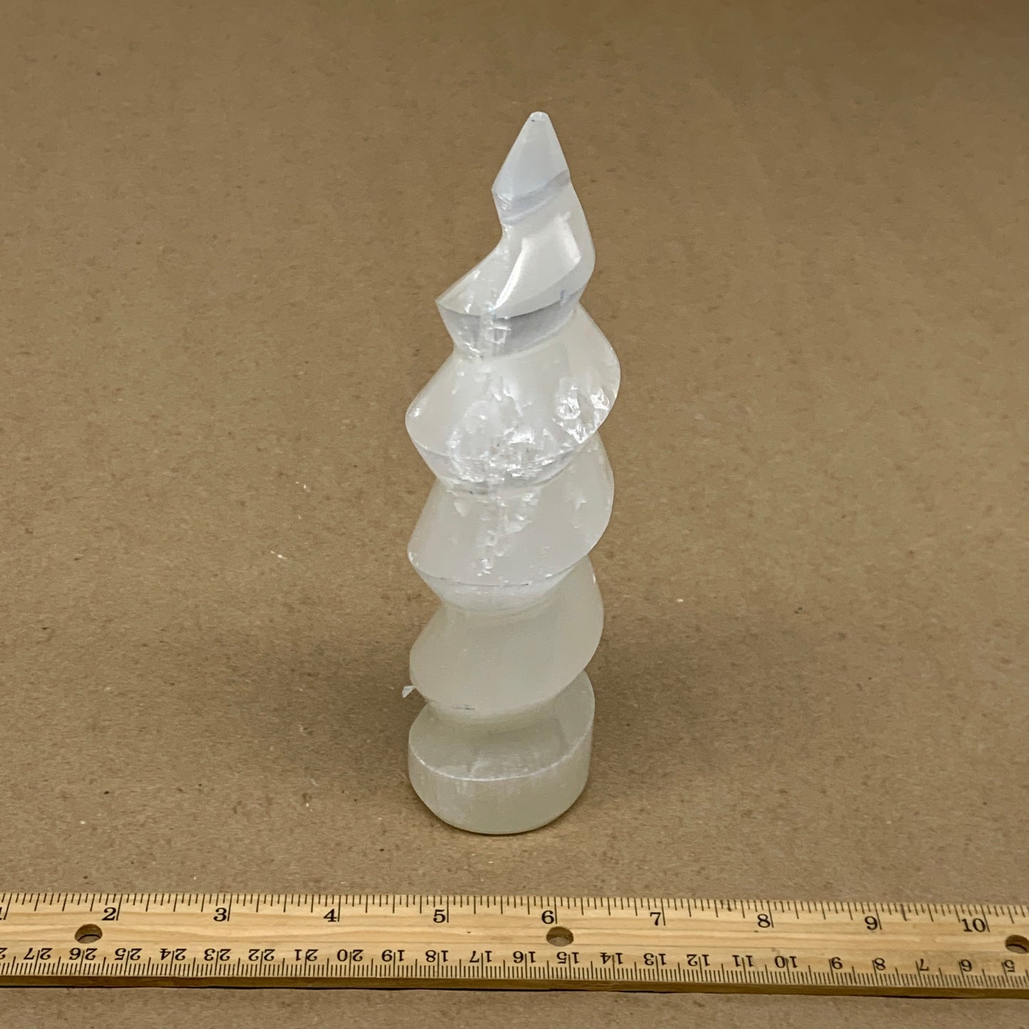 1 lbs.,7.25"x1.9", Selenite Spiral Crystal Tower Wand Point, B36642