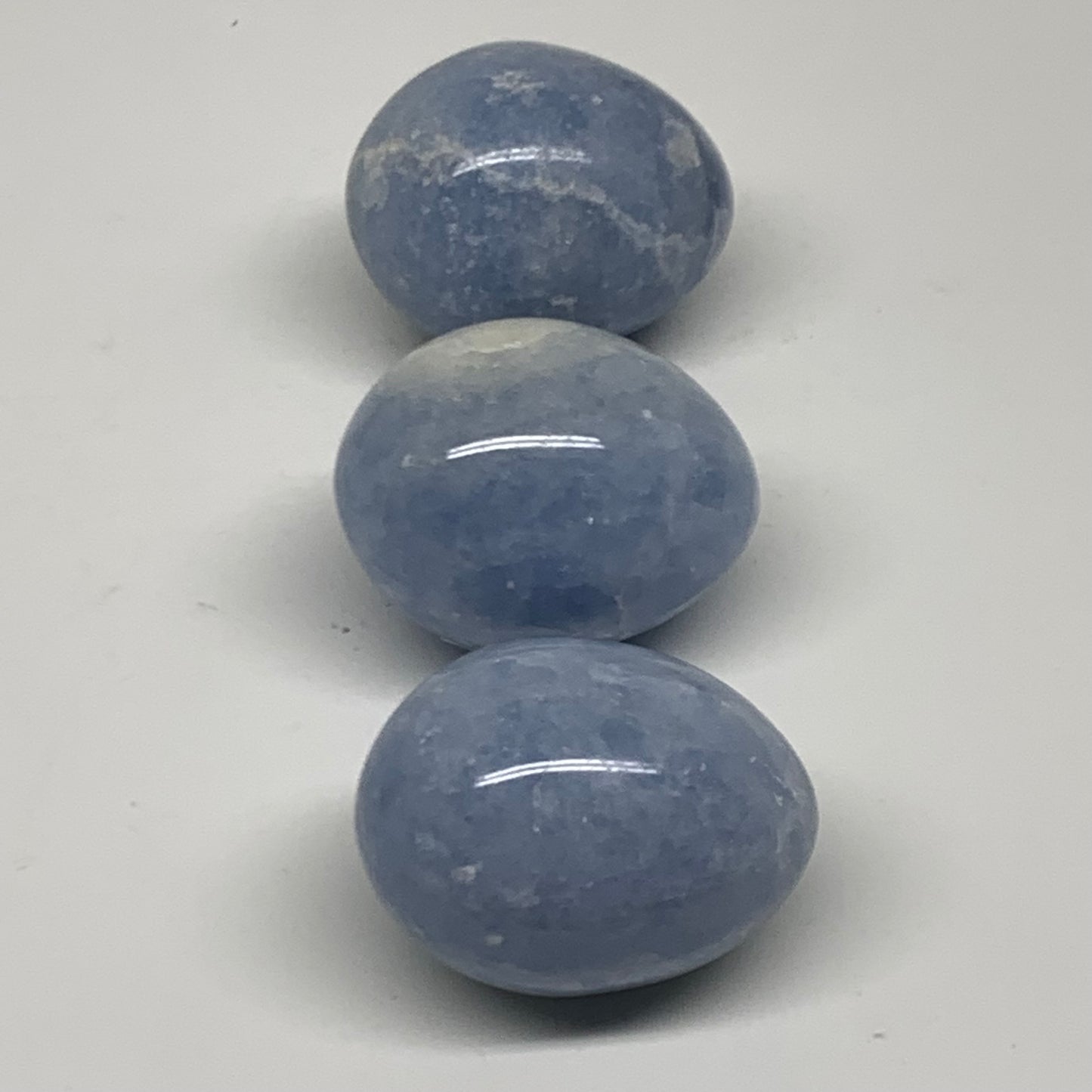 235.6g, 1.8"-1.8", 3pcs, Blue Calcite Egg Polished Crystal @Madagascar, B38416