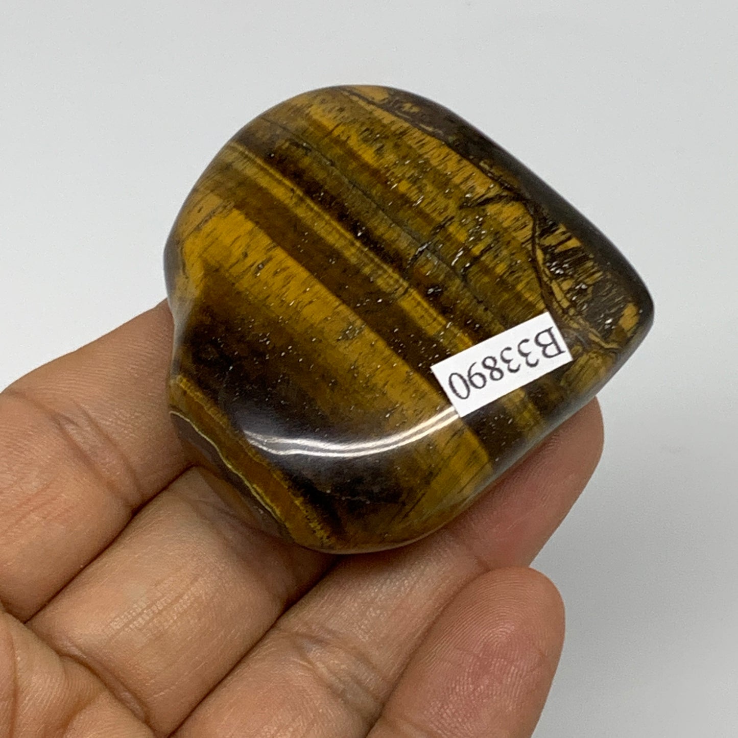 77.8g, 2"x2.1"x0.8", Tiger's Eye Heart Polished Healing Crystal @India, B33890