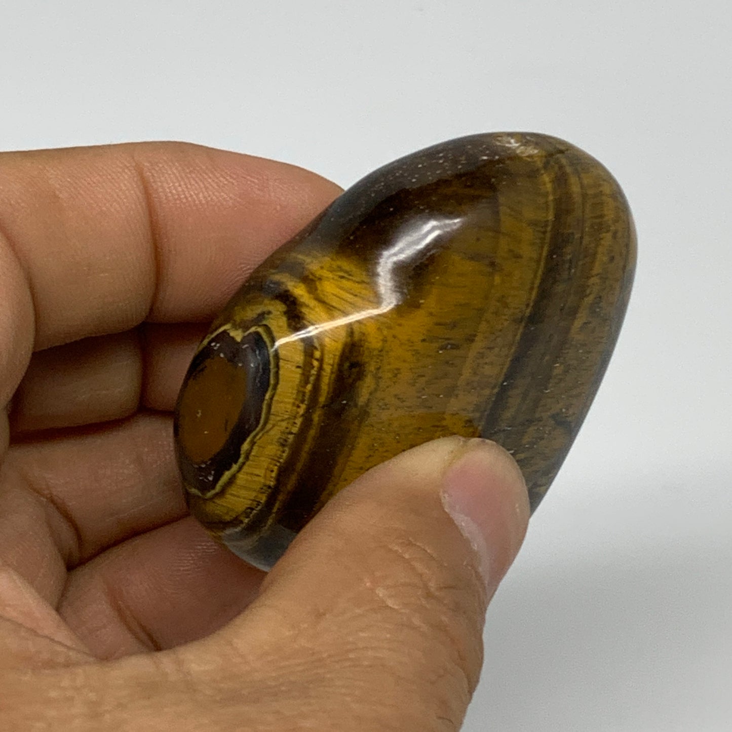 77.8g, 2"x2.1"x0.8", Tiger's Eye Heart Polished Healing Crystal @India, B33890