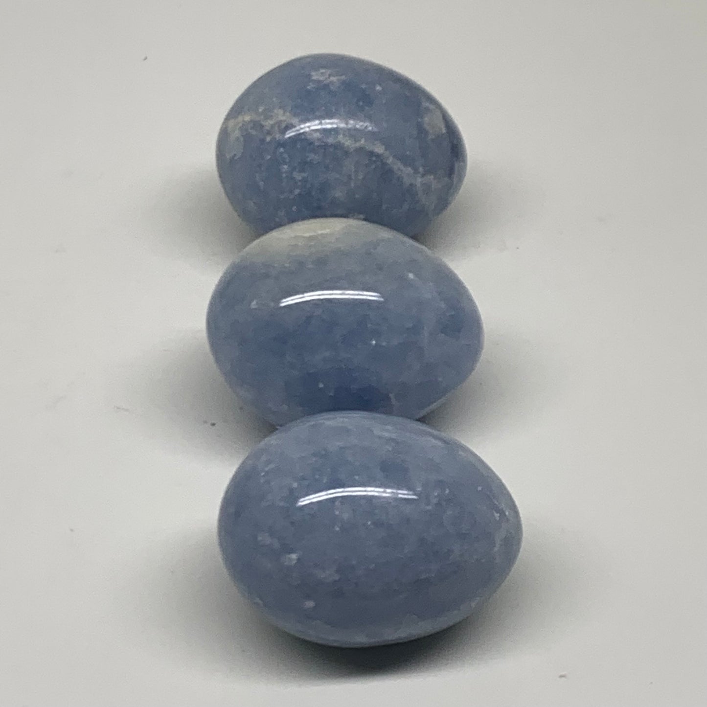 235.6g, 1.8"-1.8", 3pcs, Blue Calcite Egg Polished Crystal @Madagascar, B38416