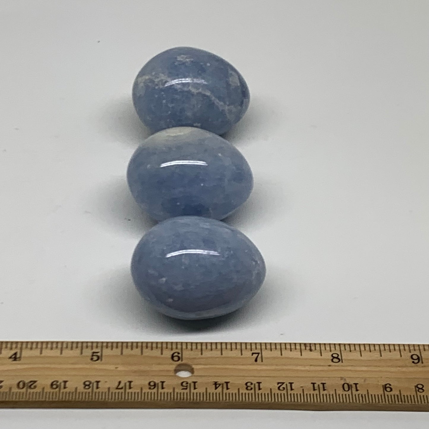 235.6g, 1.8"-1.8", 3pcs, Blue Calcite Egg Polished Crystal @Madagascar, B38416