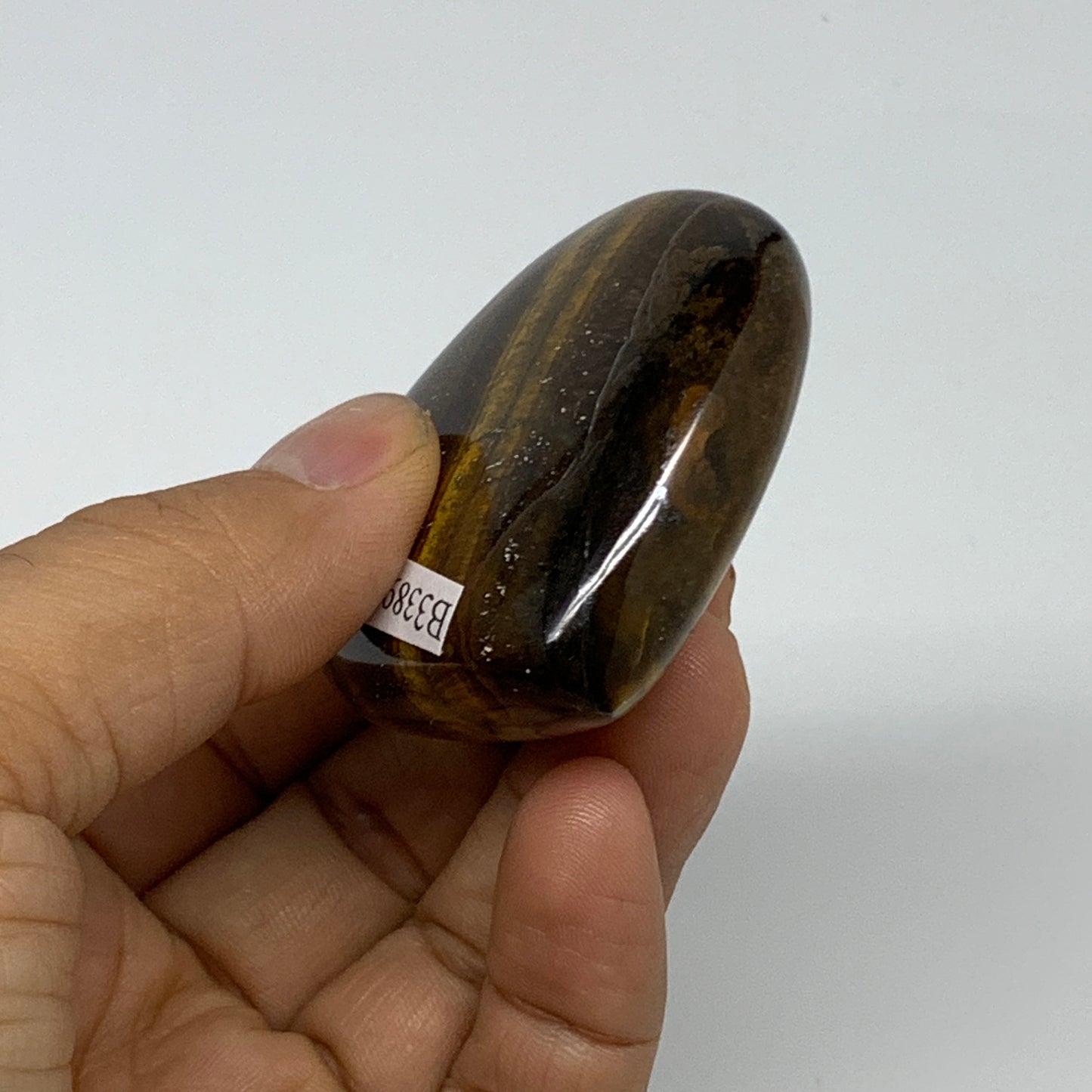 77.8g, 2"x2.1"x0.8", Tiger's Eye Heart Polished Healing Crystal @India, B33890