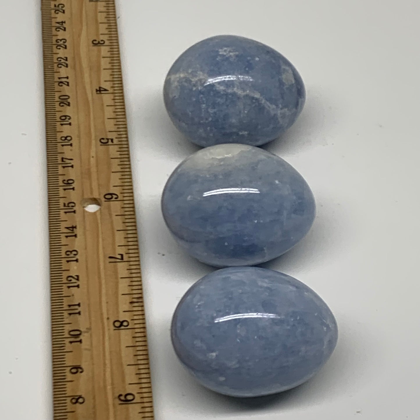 235.6g, 1.8"-1.8", 3pcs, Blue Calcite Egg Polished Crystal @Madagascar, B38416