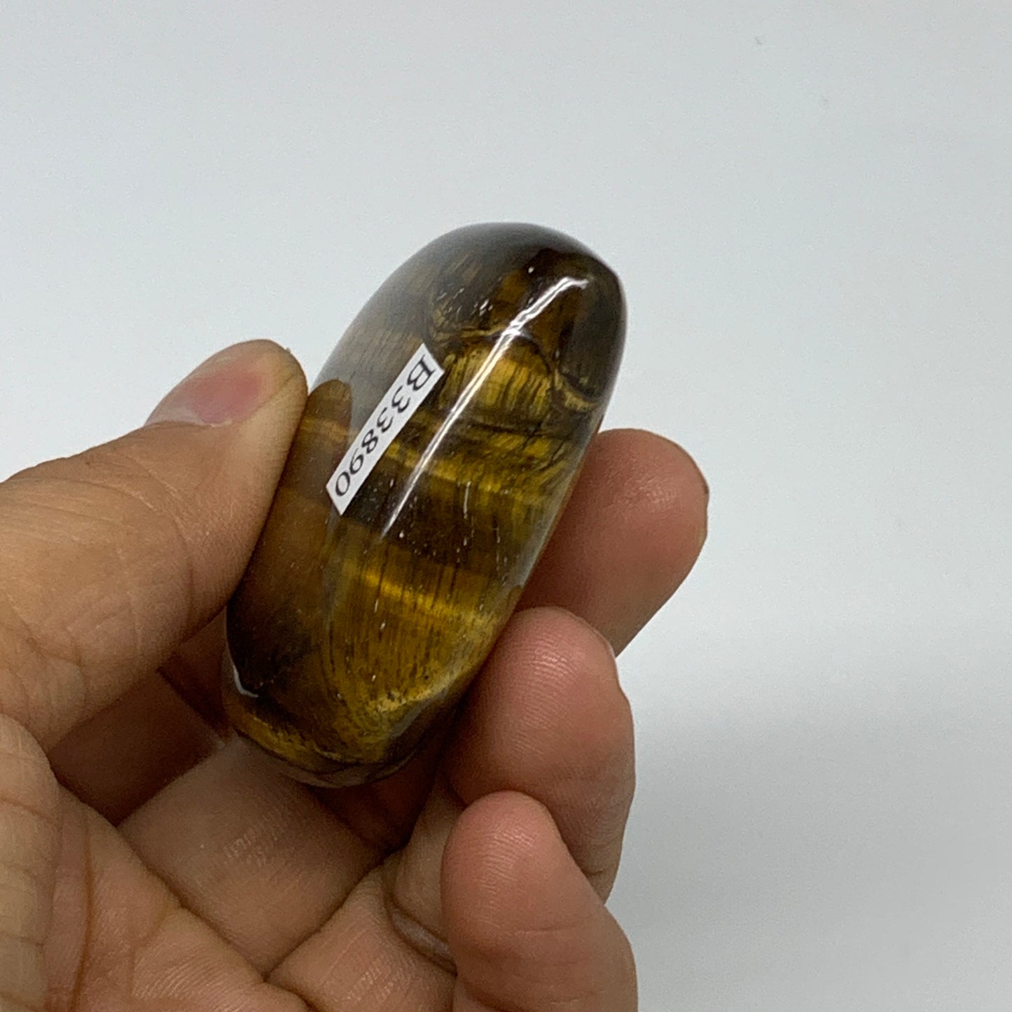 77.8g, 2"x2.1"x0.8", Tiger's Eye Heart Polished Healing Crystal @India, B33890