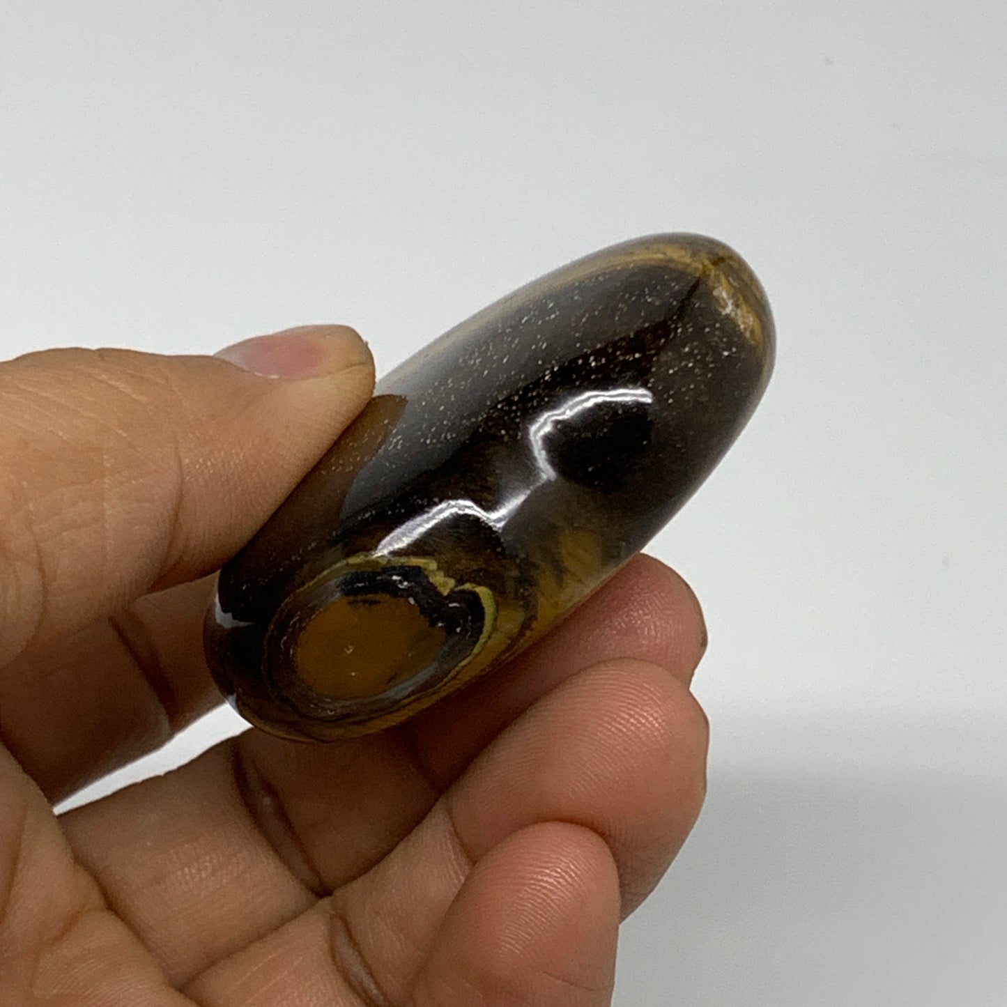 77.8g, 2"x2.1"x0.8", Tiger's Eye Heart Polished Healing Crystal @India, B33890
