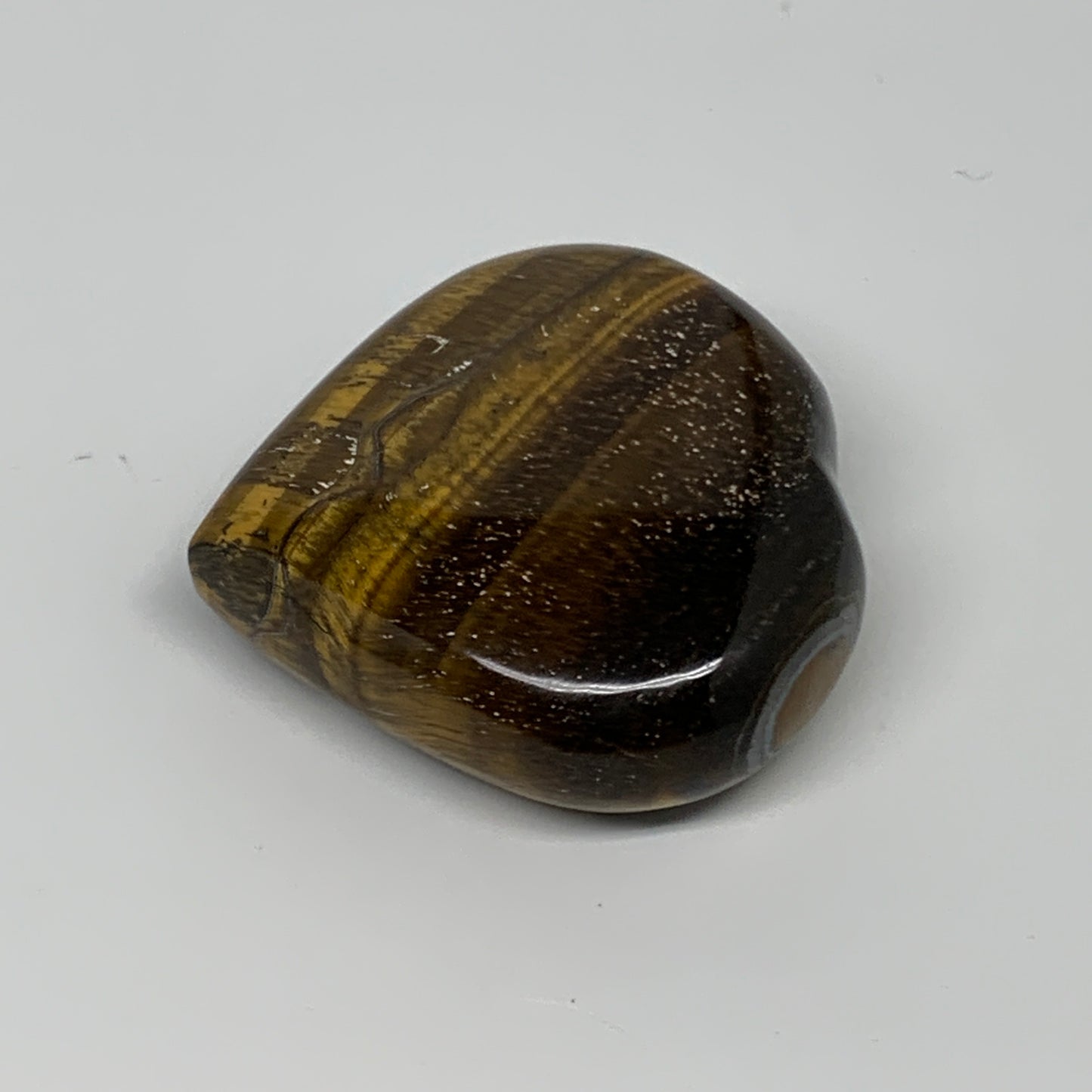 77.8g, 2"x2.1"x0.8", Tiger's Eye Heart Polished Healing Crystal @India, B33890