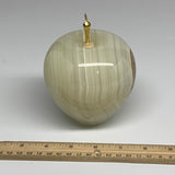 3.18 lbs, 3.8"x3.9" Natural Green Onyx Apple Gemstone @Afghanistan, B32516