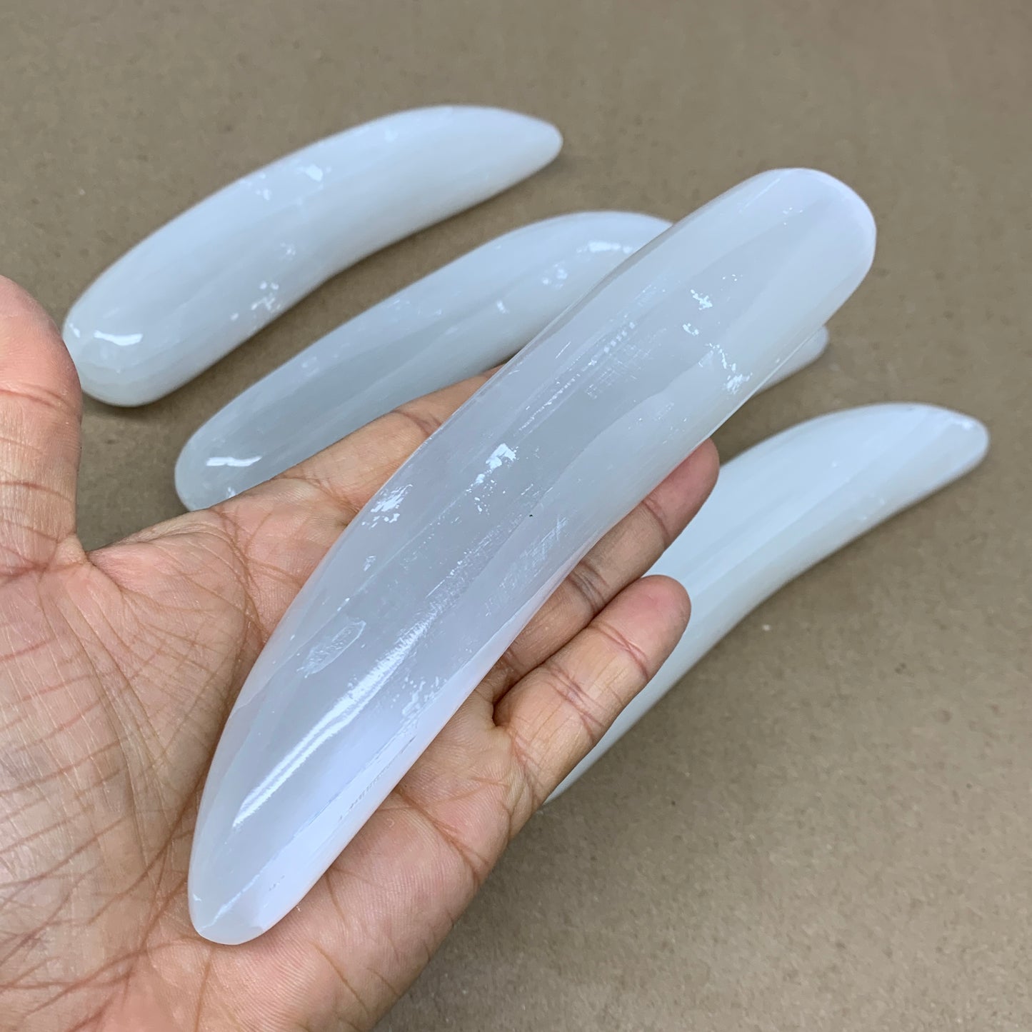 1pc, 0.5 lbs - 0.7lbs, 7"x1.3", Natural Solid Selenite Crystal Wand Polished, B3