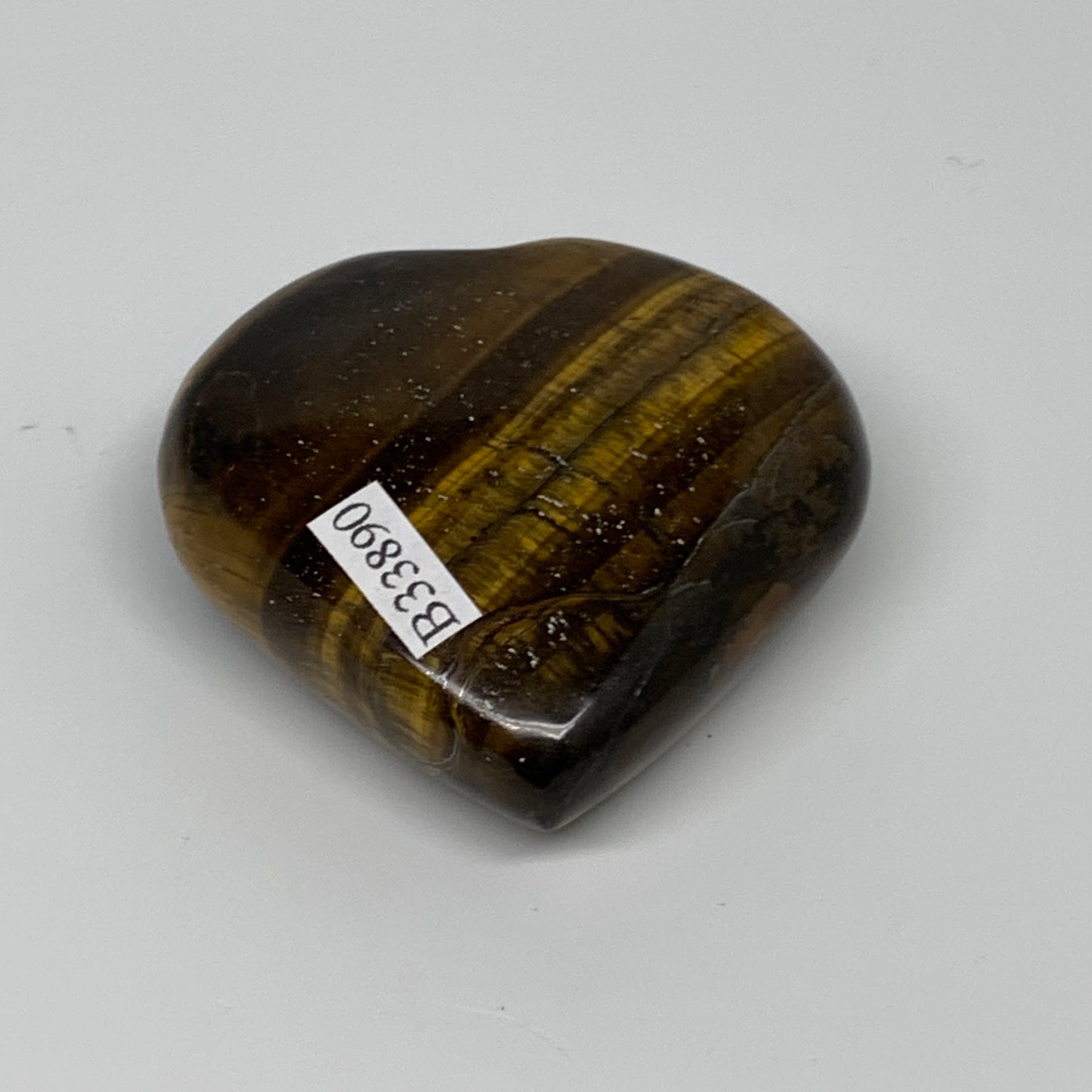 77.8g, 2"x2.1"x0.8", Tiger's Eye Heart Polished Healing Crystal @India, B33890