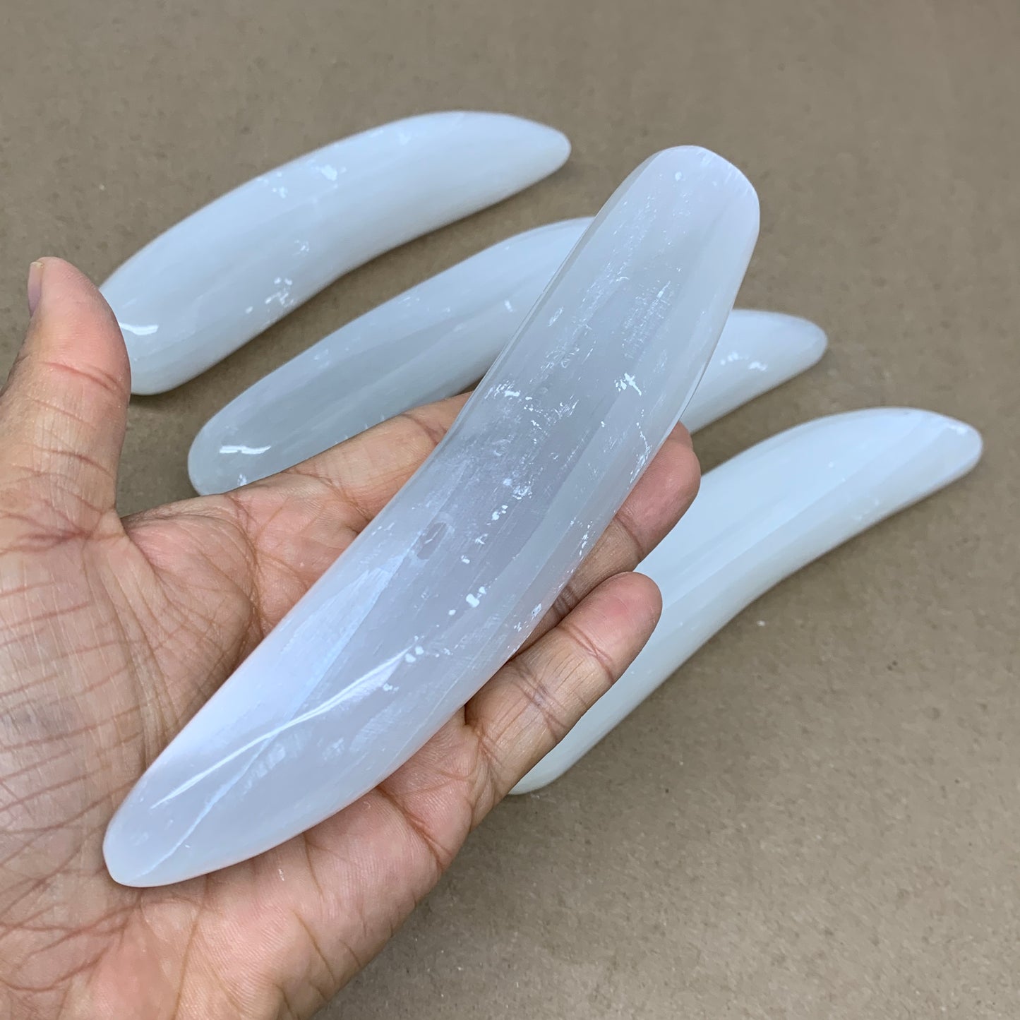 1pc, 0.5 lbs - 0.7lbs, 7"x1.3", Natural Solid Selenite Crystal Wand Polished, B3