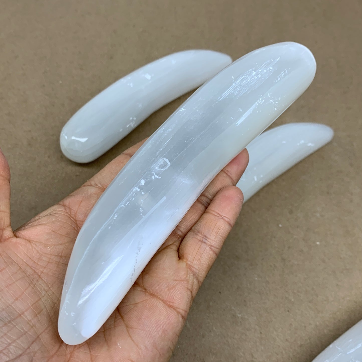 1pc, 0.5 lbs - 0.7lbs, 7"x1.3", Natural Solid Selenite Crystal Wand Polished, B3