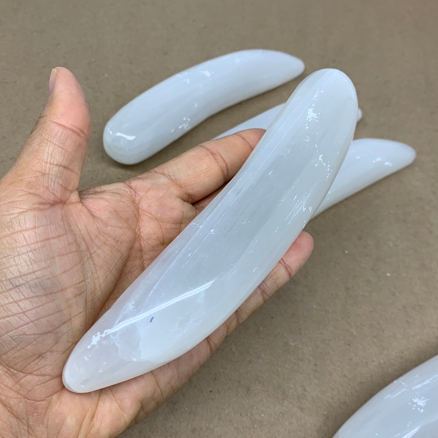 1pc, 0.5 lbs - 0.7lbs, 7"x1.3", Natural Solid Selenite Crystal Wand Polished, B3