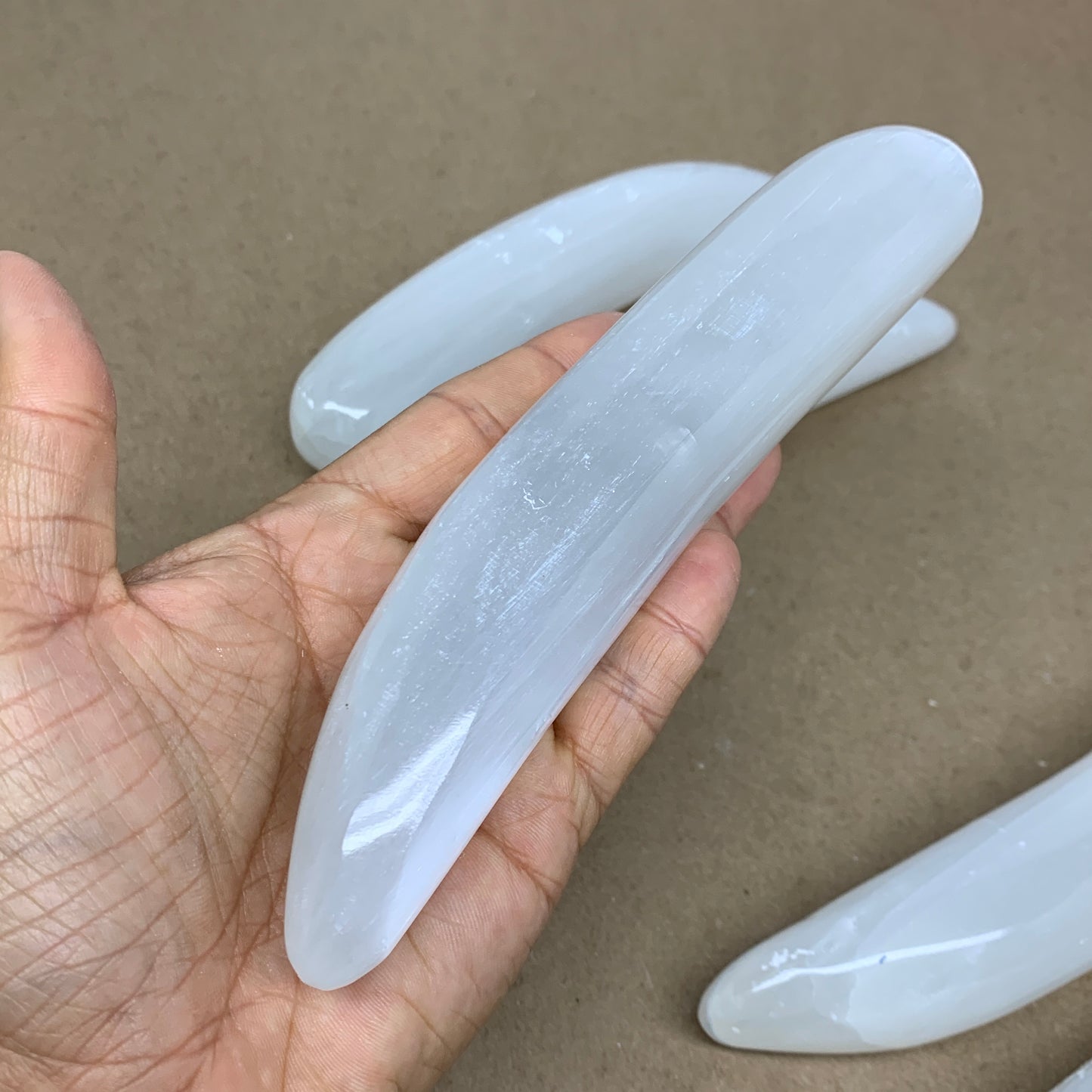 1pc, 0.5 lbs - 0.7lbs, 7"x1.3", Natural Solid Selenite Crystal Wand Polished, B3