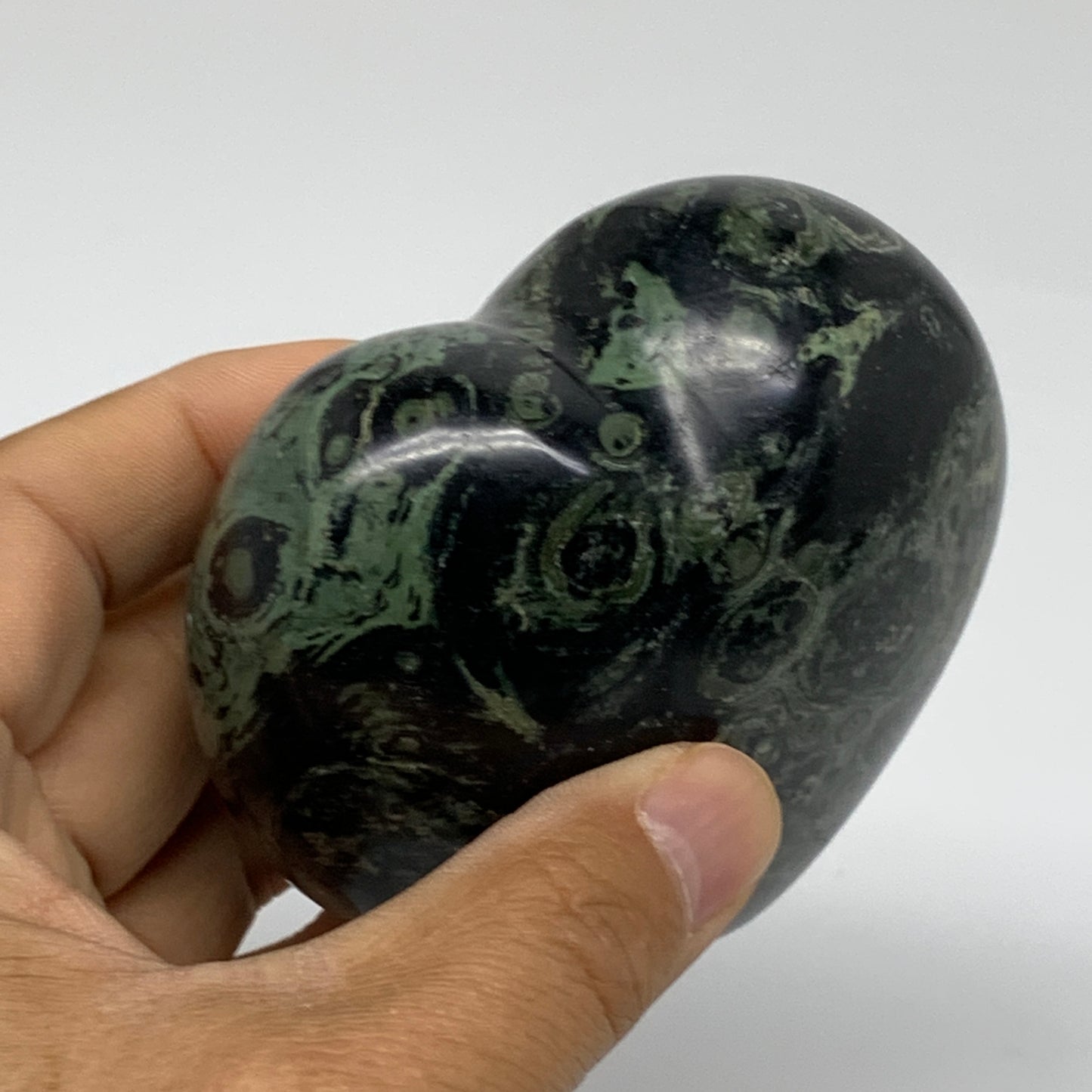 0.89 lbs, 3.2"x3.3"x1.8", Kambaba Jasper Heart Crocodile Polished Crystal, B3755