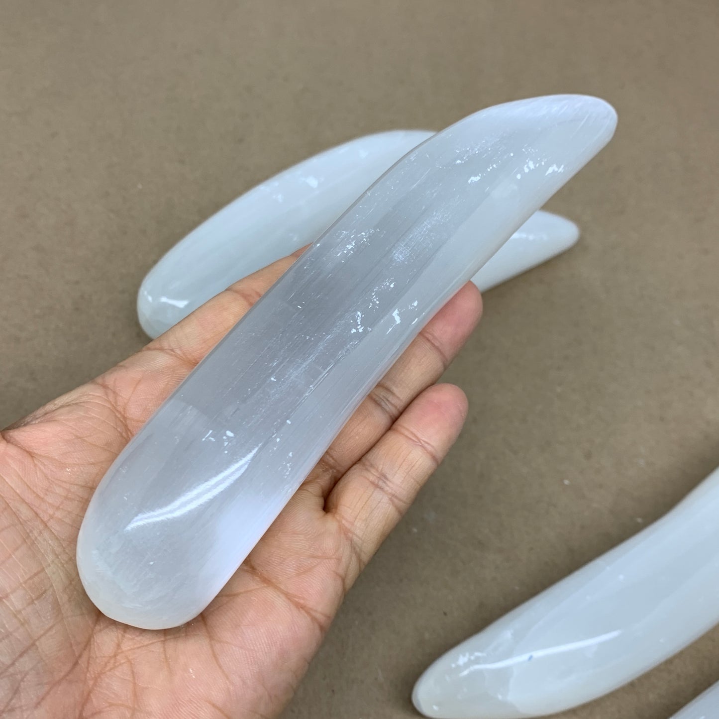 1pc, 0.5 lbs - 0.7lbs, 7"x1.3", Natural Solid Selenite Crystal Wand Polished, B3