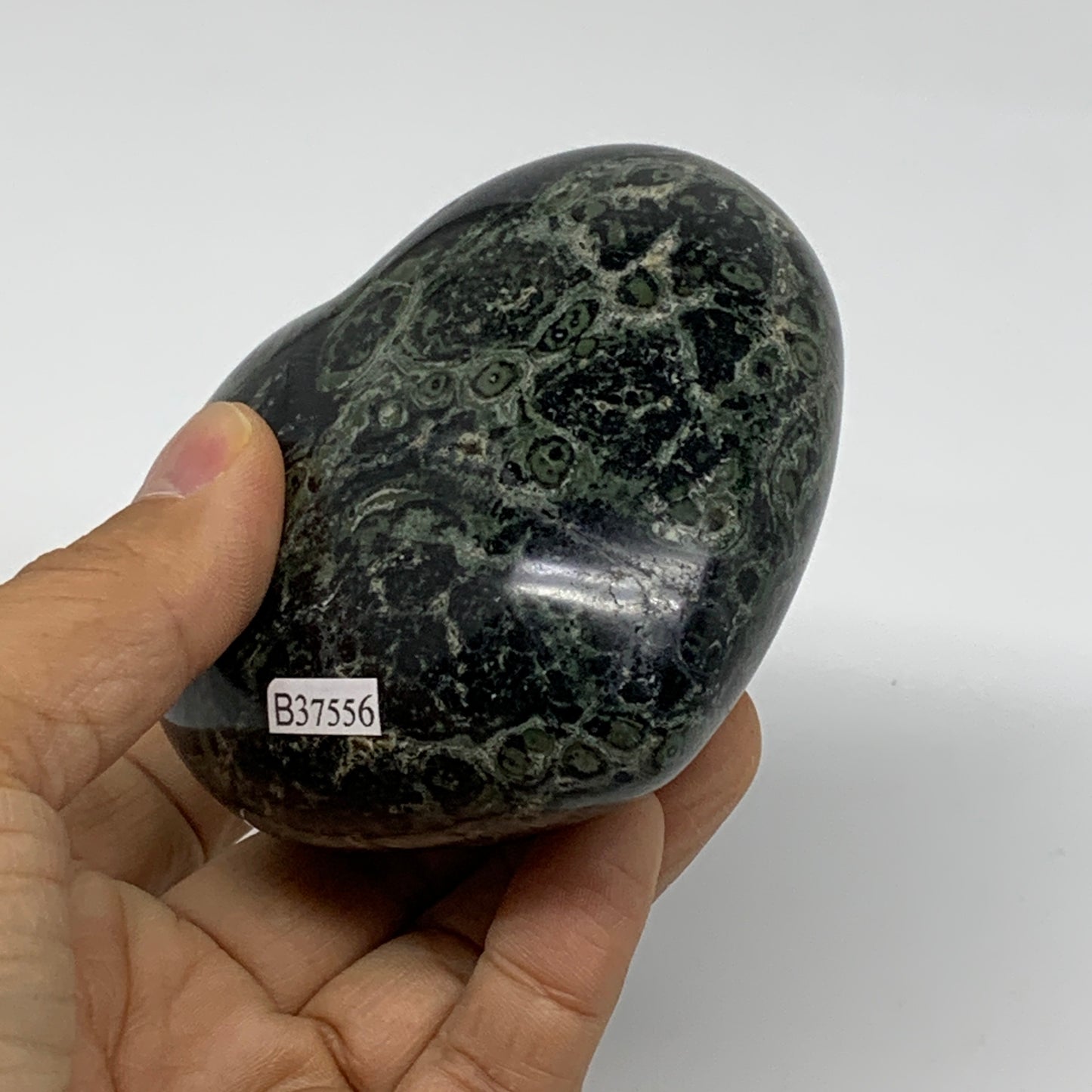 0.89 lbs, 3.2"x3.3"x1.8", Kambaba Jasper Heart Crocodile Polished Crystal, B3755