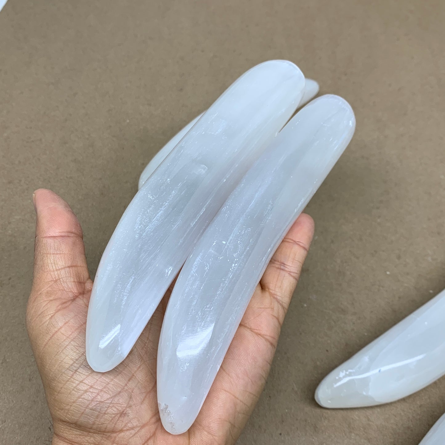 1pc, 0.5 lbs - 0.7lbs, 7"x1.3", Natural Solid Selenite Crystal Wand Polished, B3