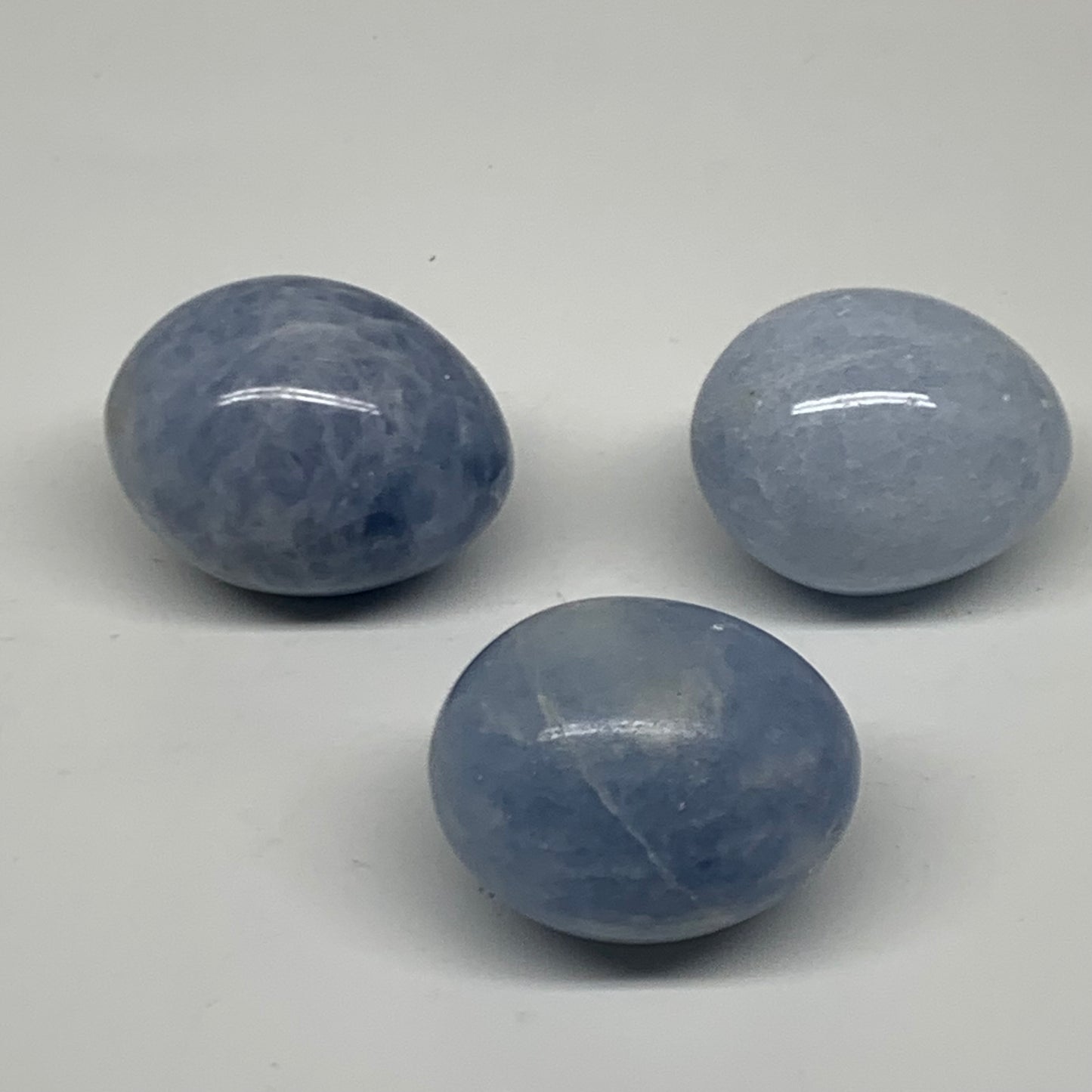 279.9g, 1.8"-1.9", 3pcs, Blue Calcite Egg Polished Crystal @Madagascar, B38417