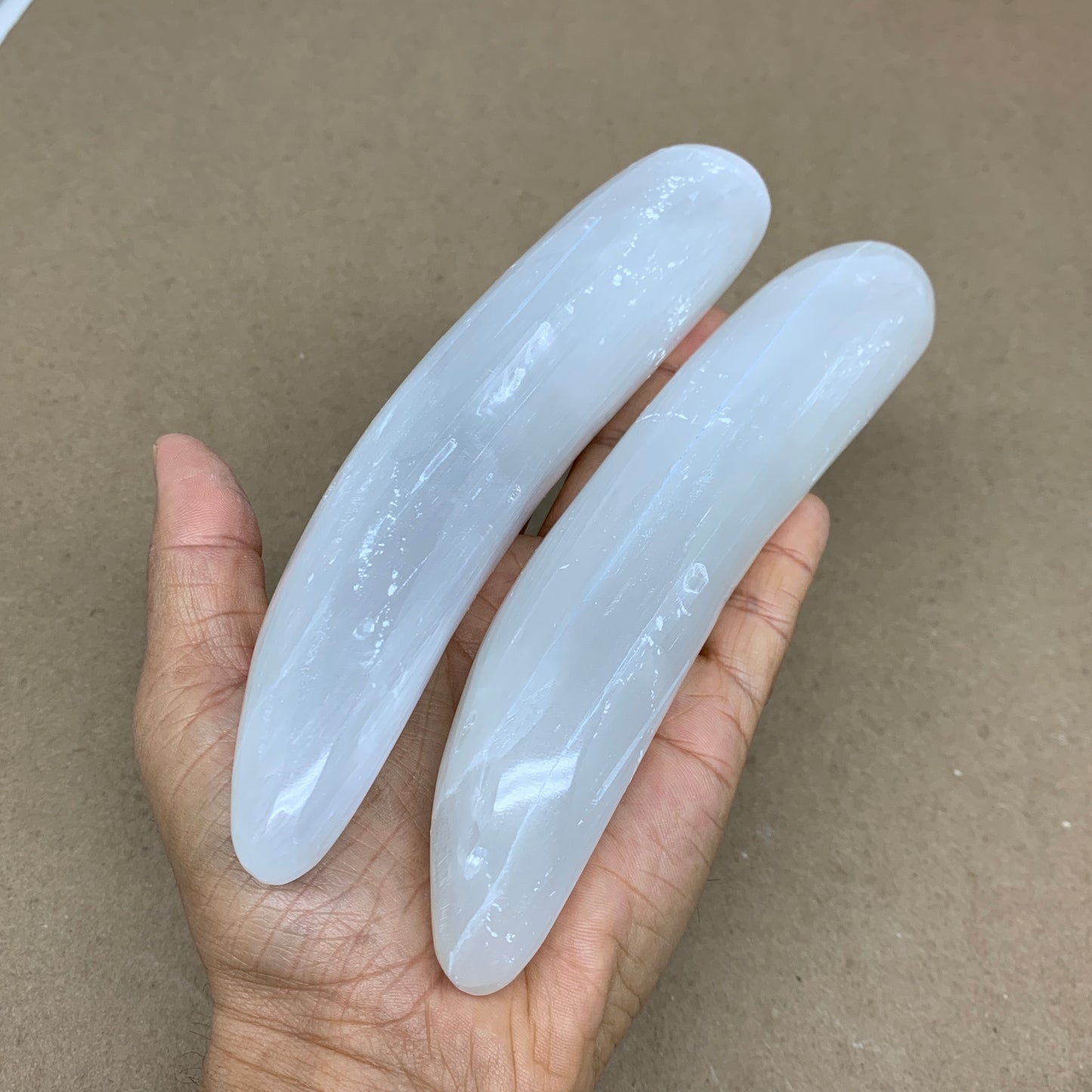 1pc, 0.5 lbs - 0.7lbs, 7"x1.3", Natural Solid Selenite Crystal Wand Polished, B3