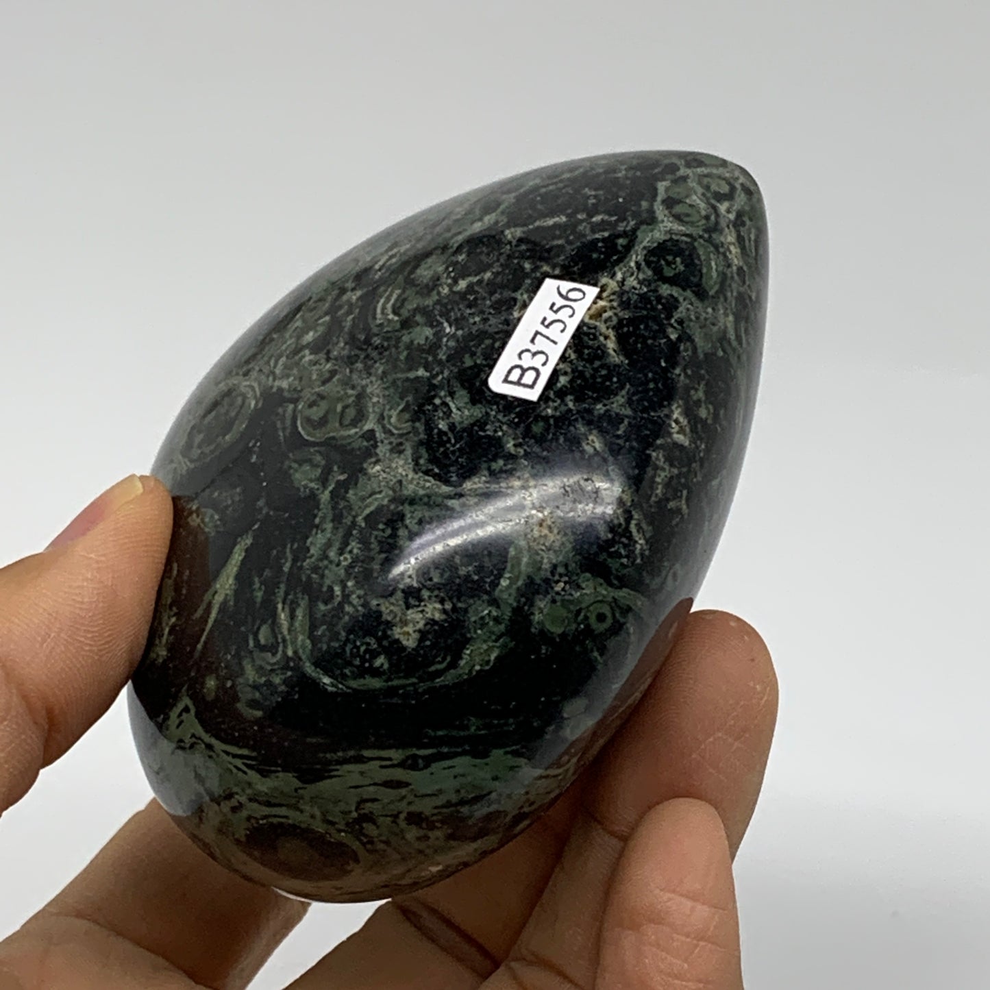 0.89 lbs, 3.2"x3.3"x1.8", Kambaba Jasper Heart Crocodile Polished Crystal, B3755