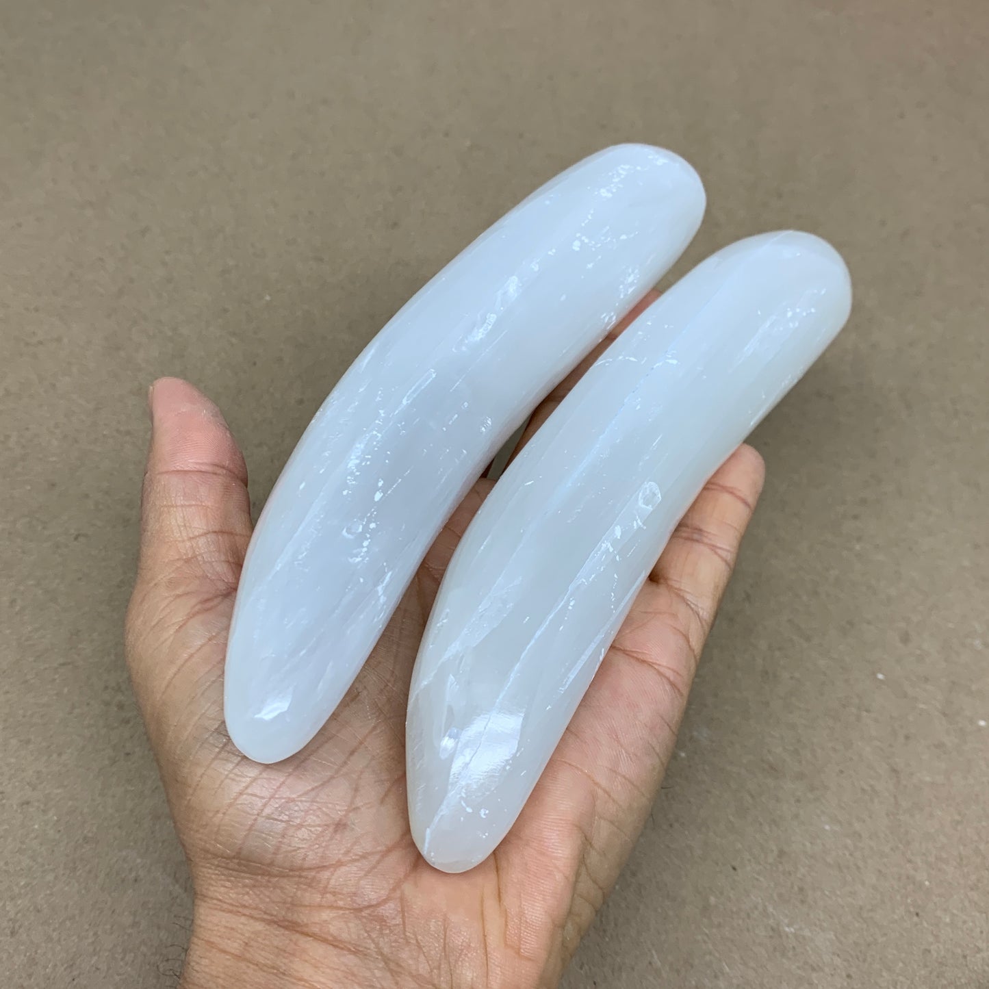 1pc, 0.5 lbs - 0.7lbs, 7"x1.3", Natural Solid Selenite Crystal Wand Polished, B3