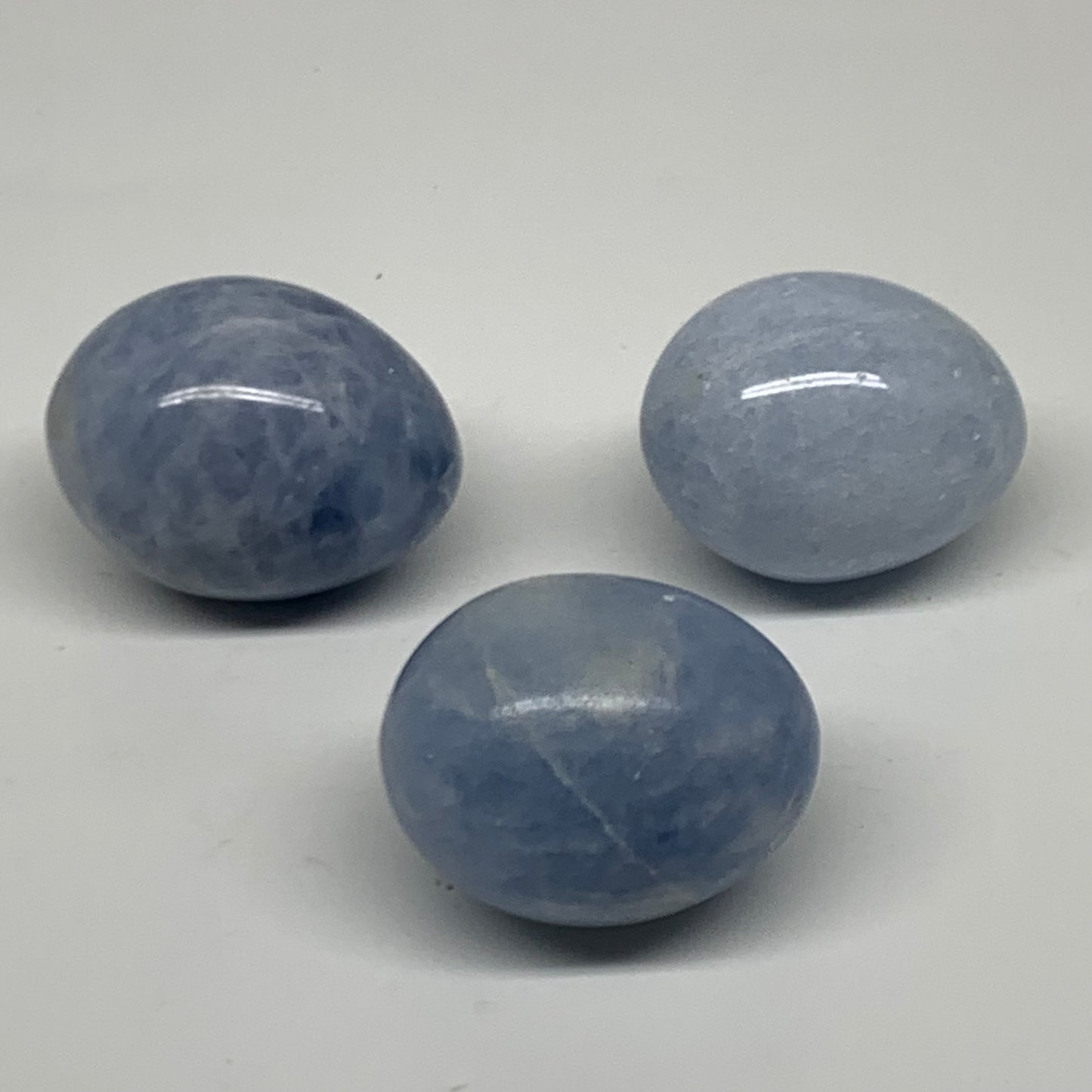279.9g, 1.8"-1.9", 3pcs, Blue Calcite Egg Polished Crystal @Madagascar, B38417