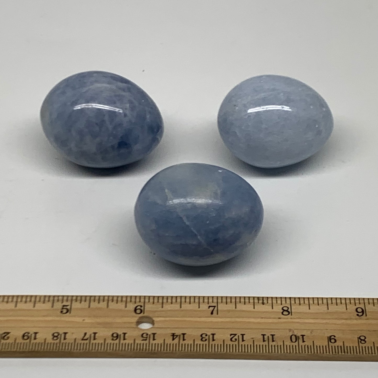 279.9g, 1.8"-1.9", 3pcs, Blue Calcite Egg Polished Crystal @Madagascar, B38417