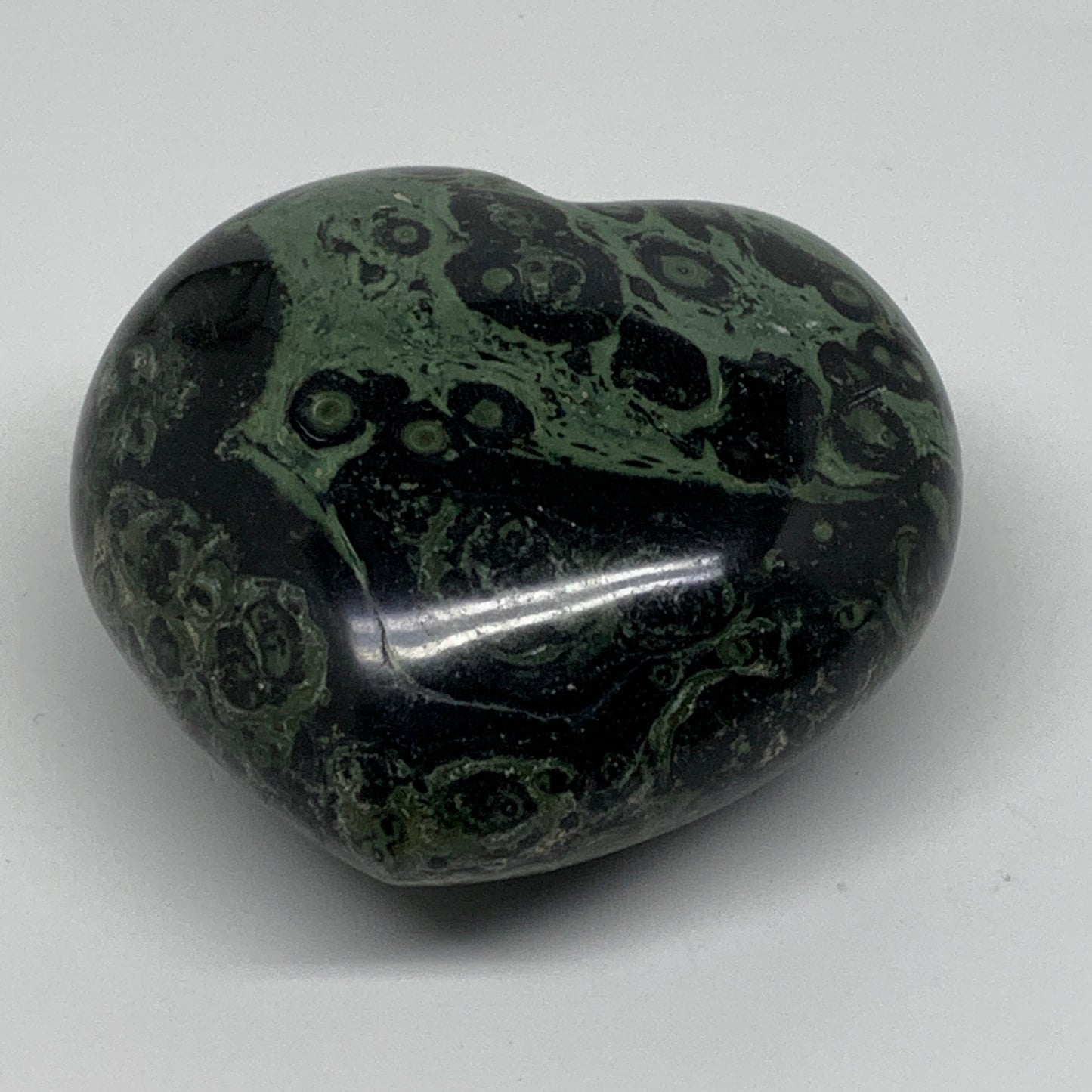 0.89 lbs, 3.2"x3.3"x1.8", Kambaba Jasper Heart Crocodile Polished Crystal, B3755