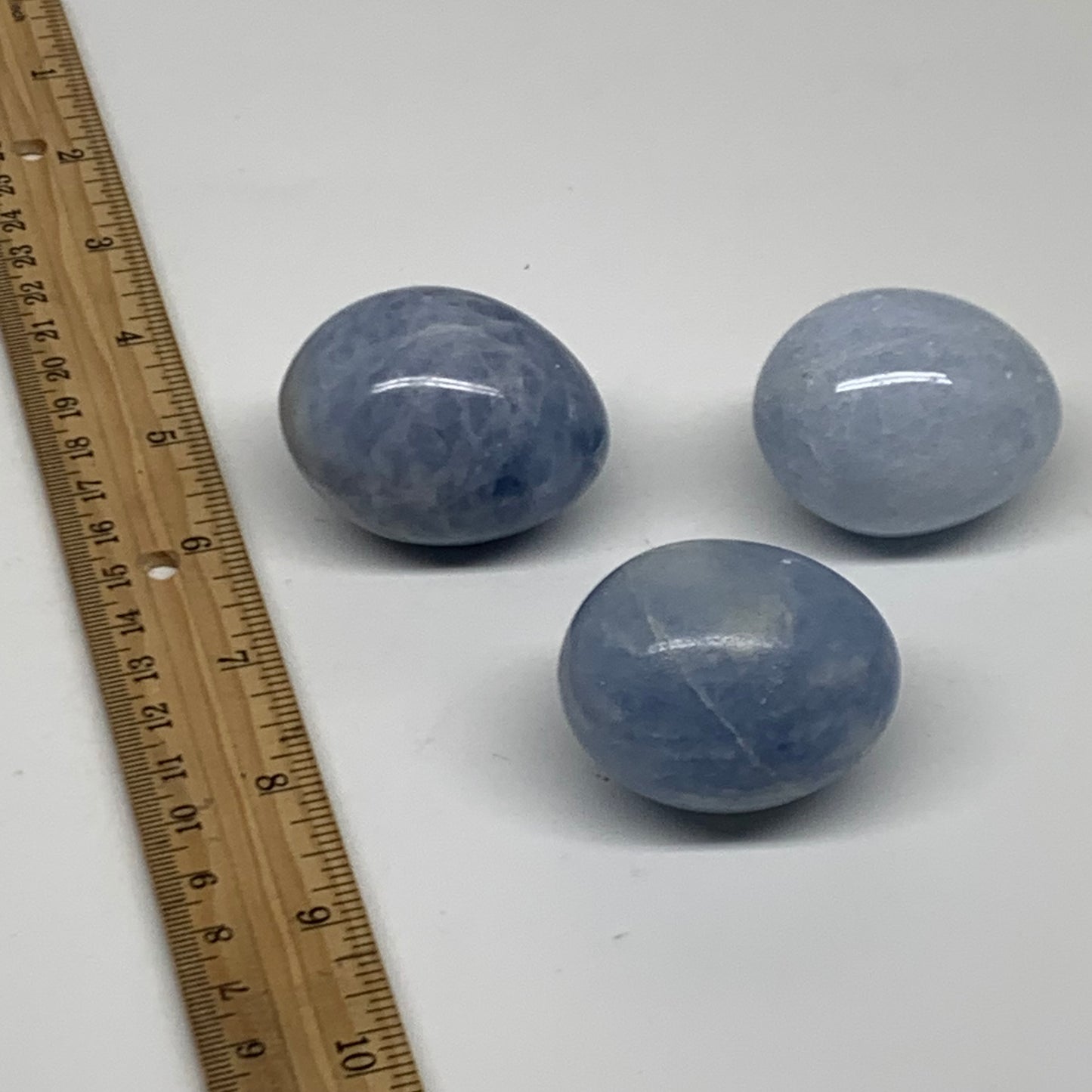 279.9g, 1.8"-1.9", 3pcs, Blue Calcite Egg Polished Crystal @Madagascar, B38417