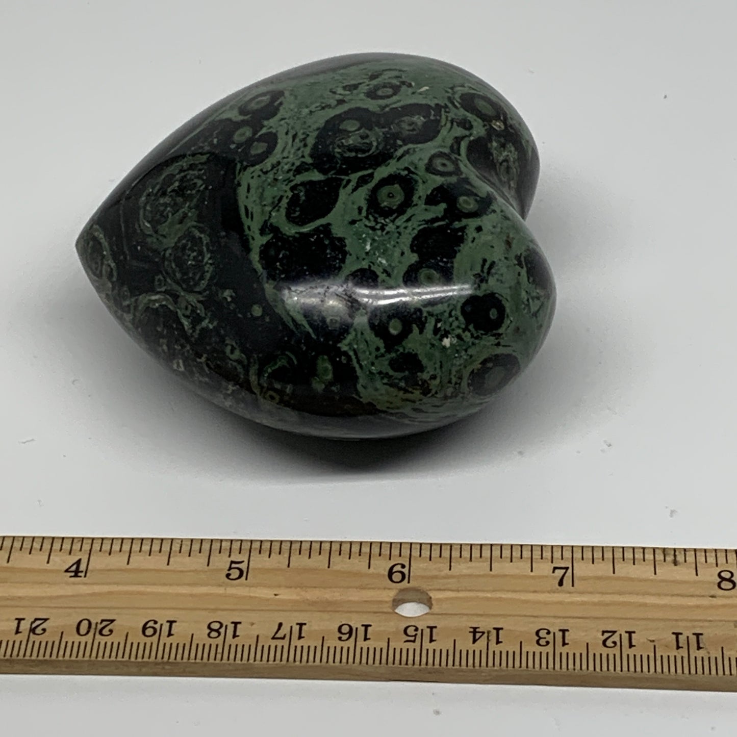 0.89 lbs, 3.2"x3.3"x1.8", Kambaba Jasper Heart Crocodile Polished Crystal, B3755