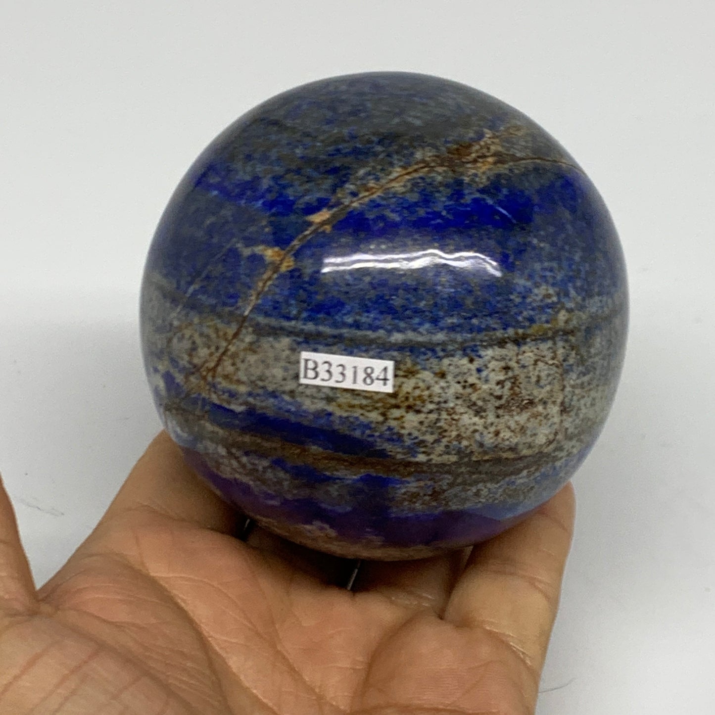 1.58 lbs, 3" (76mm), Lapis Lazuli Sphere Ball Gemstone @Afghanistan, B33184
