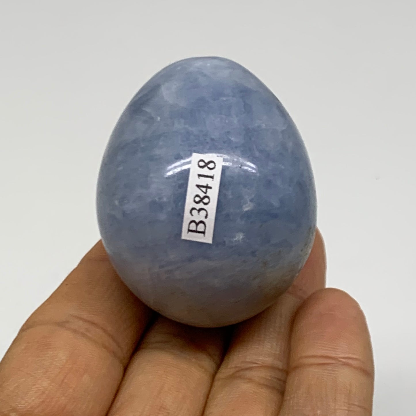 106.1g, 1.9"x1.5", Natural Blue Calcite Egg Polished Crystal @Madagascar, B38418