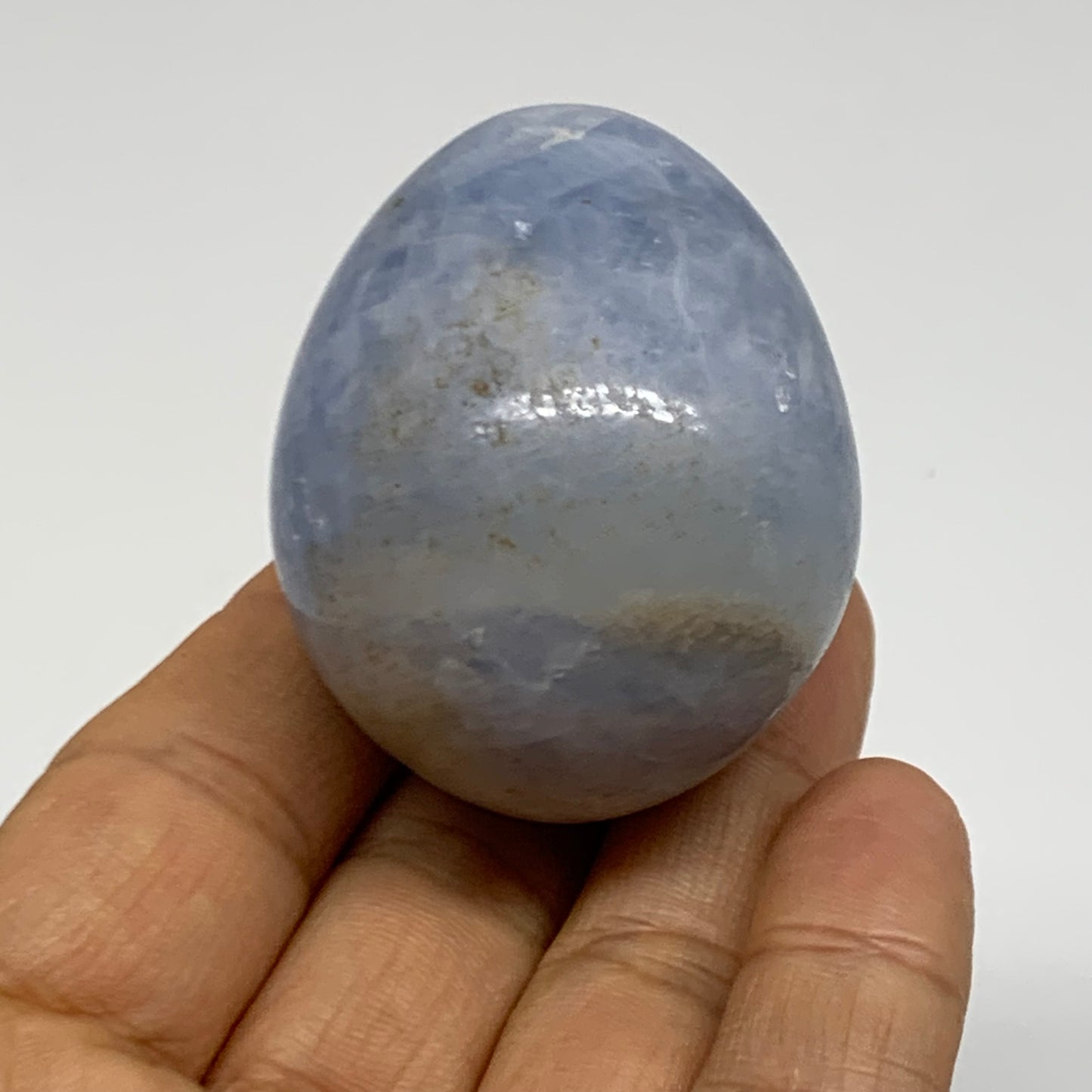 106.1g, 1.9"x1.5", Natural Blue Calcite Egg Polished Crystal @Madagascar, B38418