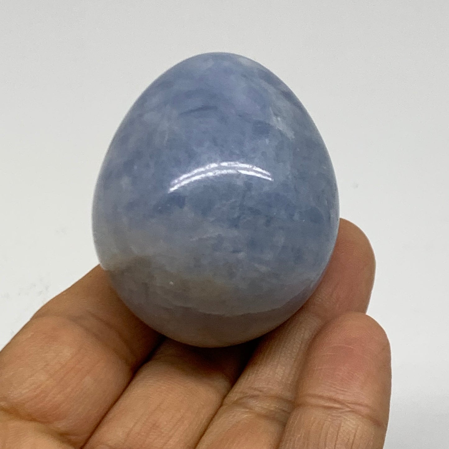 106.1g, 1.9"x1.5", Natural Blue Calcite Egg Polished Crystal @Madagascar, B38418