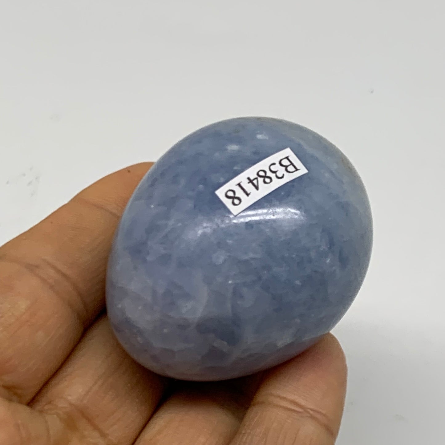 106.1g, 1.9"x1.5", Natural Blue Calcite Egg Polished Crystal @Madagascar, B38418