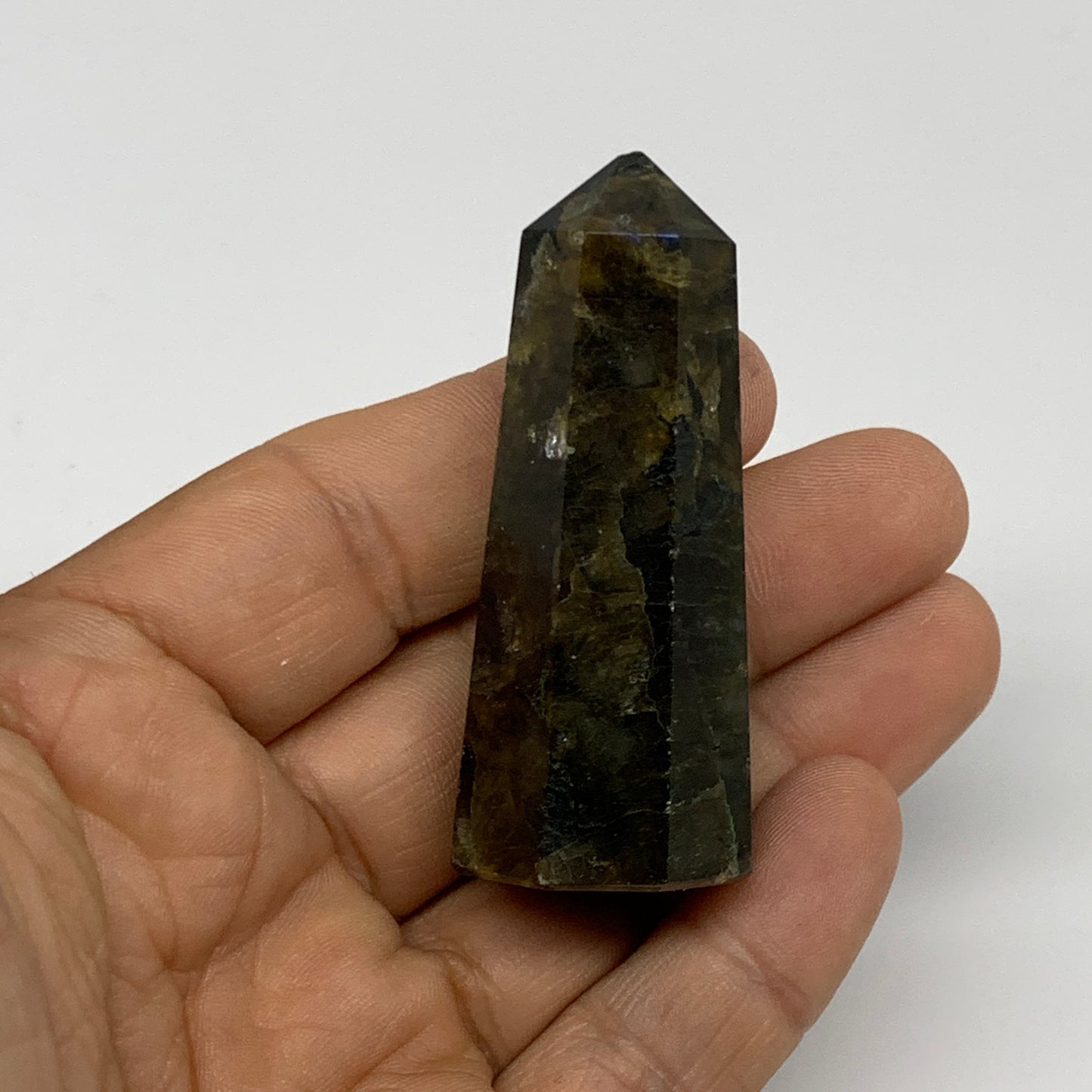 48.1g,2.3"x0.9"x0.9" Small Labradorite Tower Point Crystal @Madagascar, B31090
