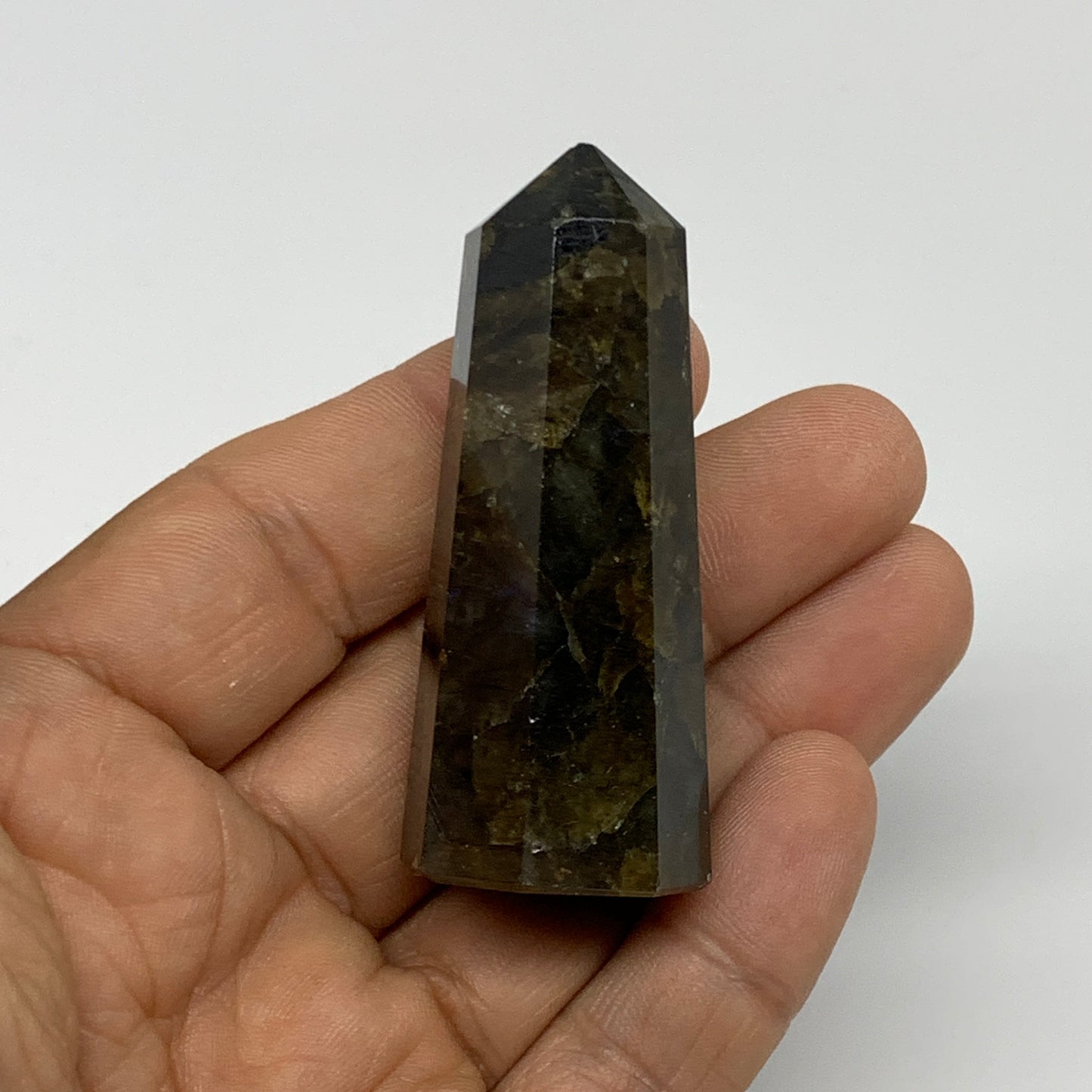 48.1g,2.3"x0.9"x0.9" Small Labradorite Tower Point Crystal @Madagascar, B31090