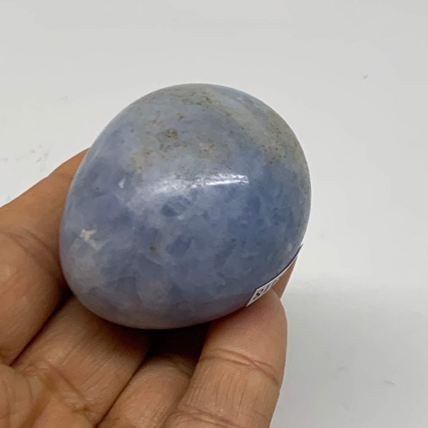 106.1g, 1.9"x1.5", Natural Blue Calcite Egg Polished Crystal @Madagascar, B38418