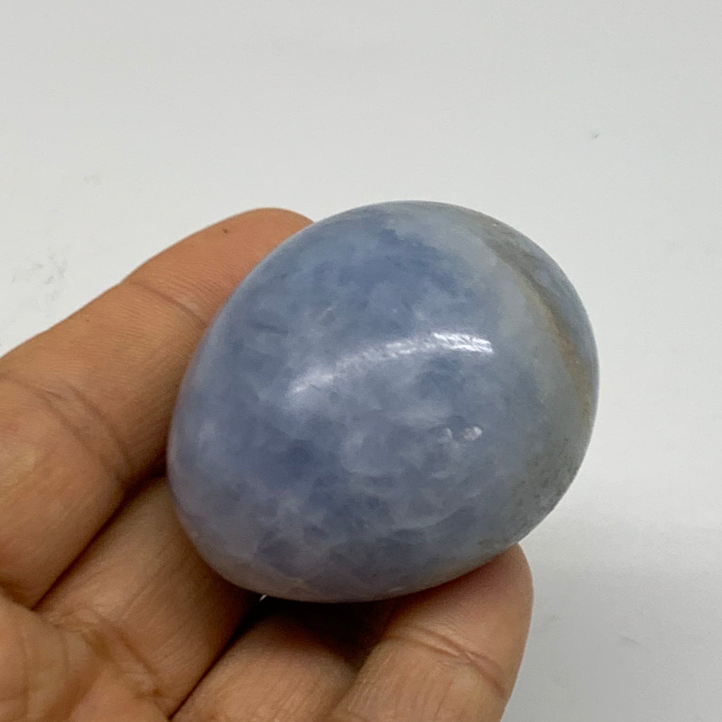 106.1g, 1.9"x1.5", Natural Blue Calcite Egg Polished Crystal @Madagascar, B38418
