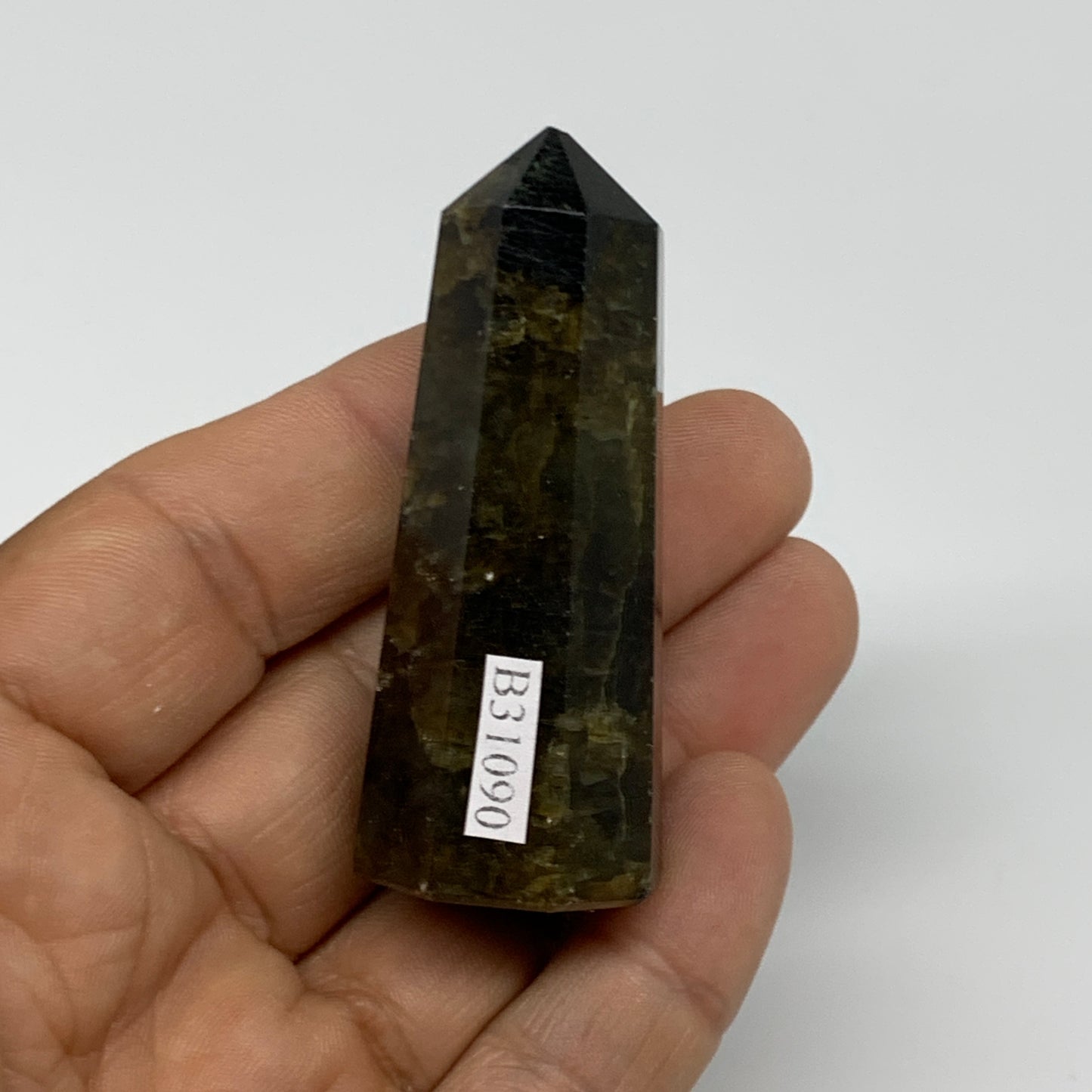 48.1g,2.3"x0.9"x0.9" Small Labradorite Tower Point Crystal @Madagascar, B31090