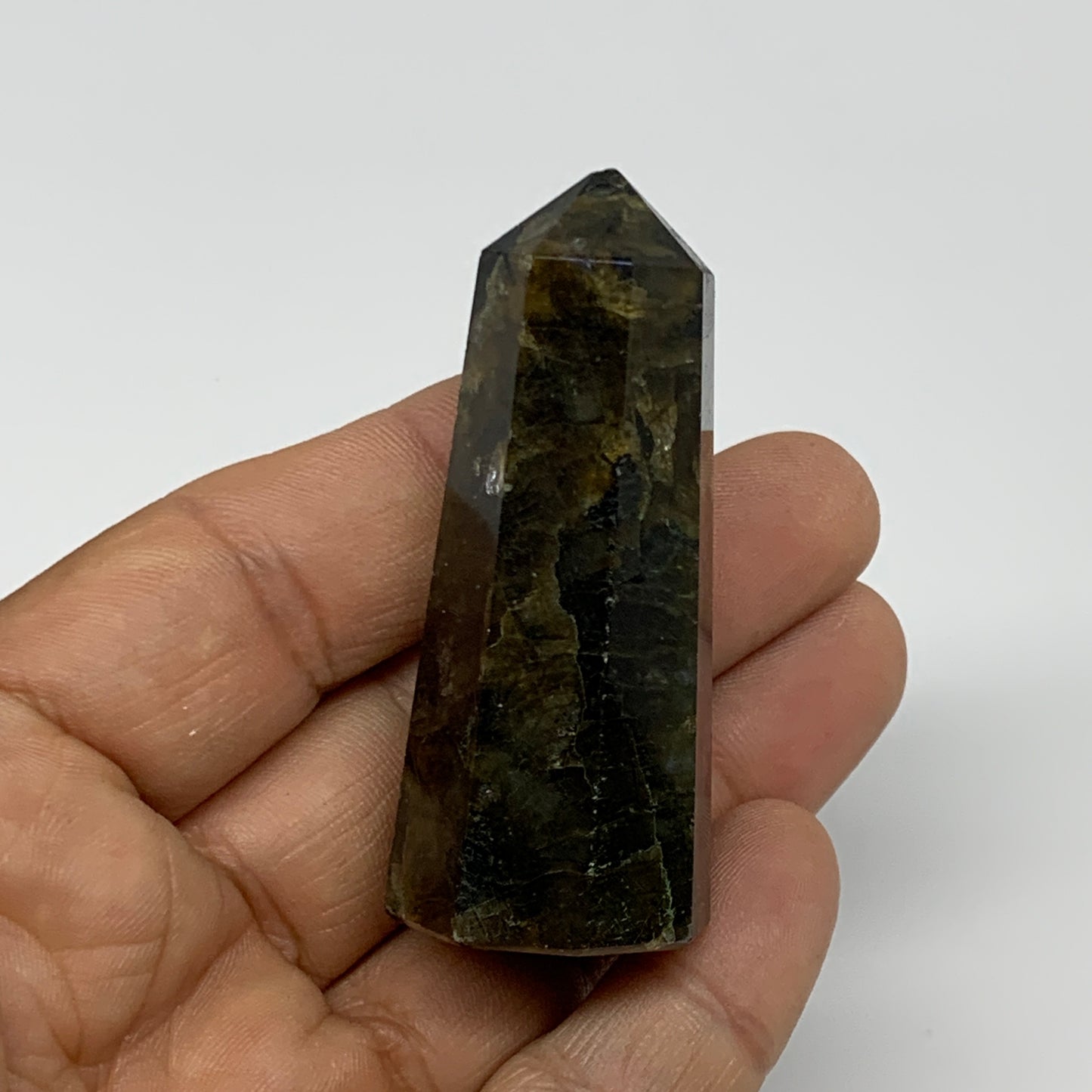 48.1g,2.3"x0.9"x0.9" Small Labradorite Tower Point Crystal @Madagascar, B31090