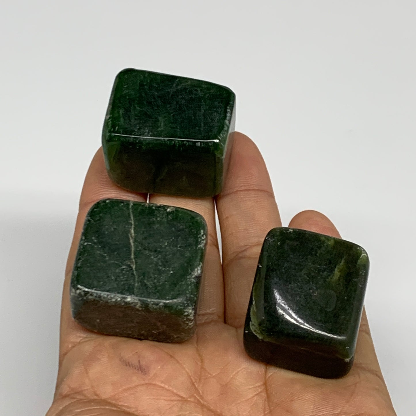 132.9g, 1"-1.2", 3pcs, Natural Nephrite Jade Tumbled Stone @Afghanistan,B31877
