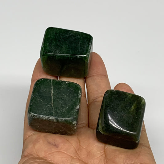 132.9g, 1"-1.2", 3pcs, Natural Nephrite Jade Tumbled Stone @Afghanistan,B31877