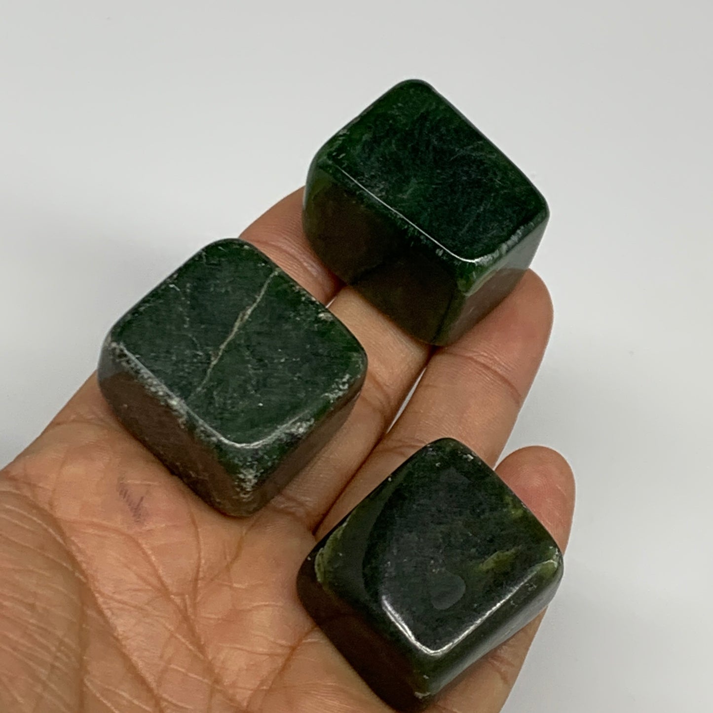 132.9g, 1"-1.2", 3pcs, Natural Nephrite Jade Tumbled Stone @Afghanistan,B31877