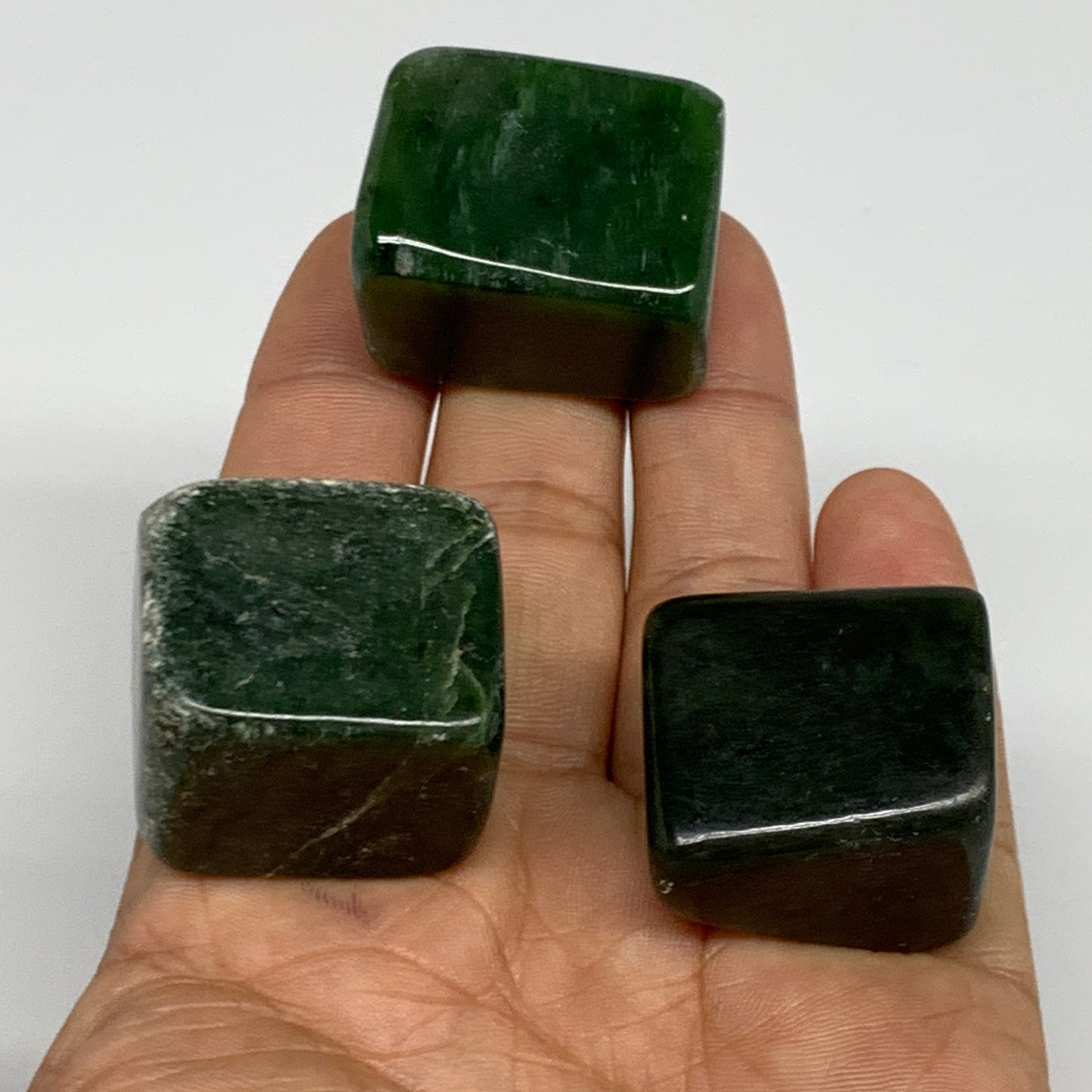 132.9g, 1"-1.2", 3pcs, Natural Nephrite Jade Tumbled Stone @Afghanistan,B31877