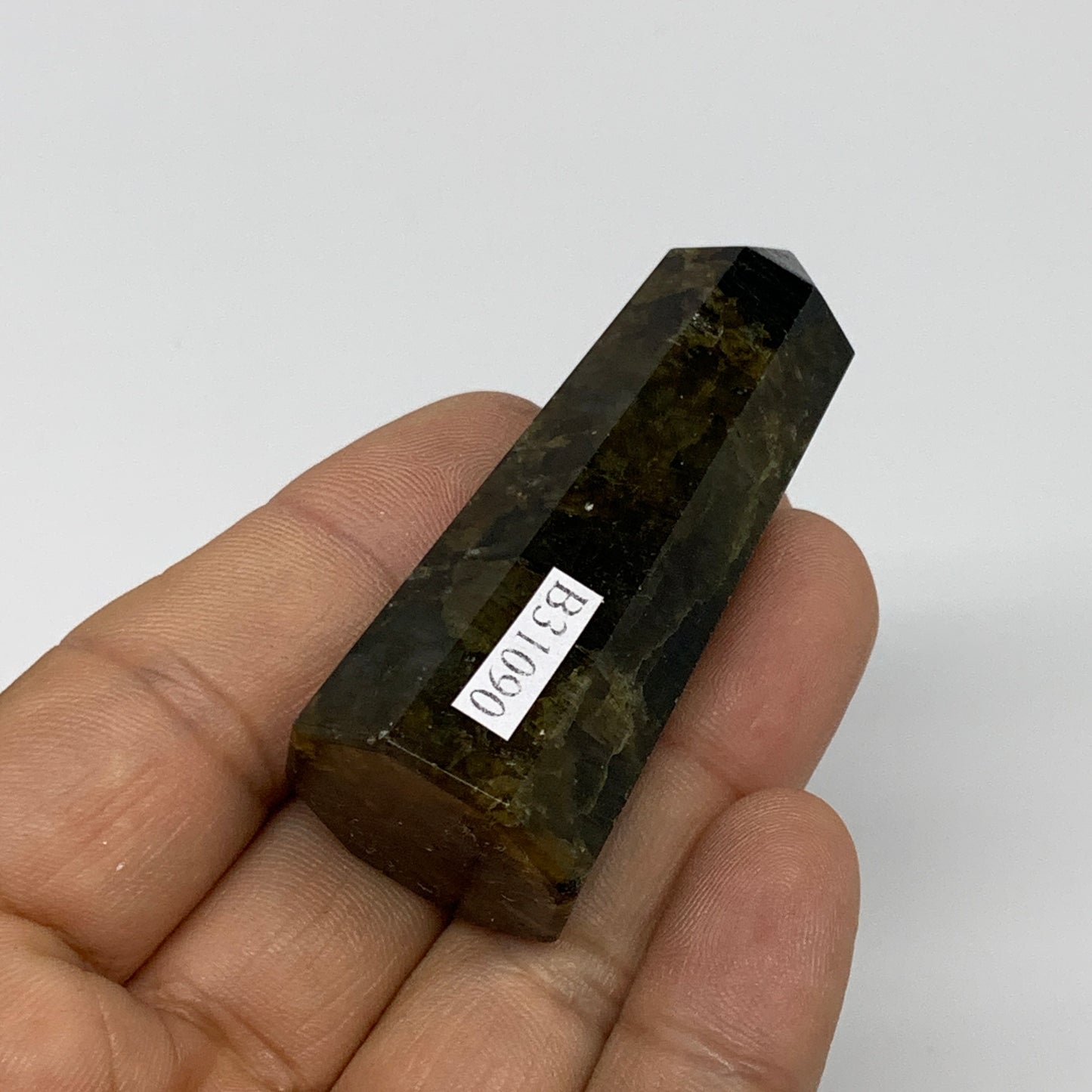 48.1g,2.3"x0.9"x0.9" Small Labradorite Tower Point Crystal @Madagascar, B31090